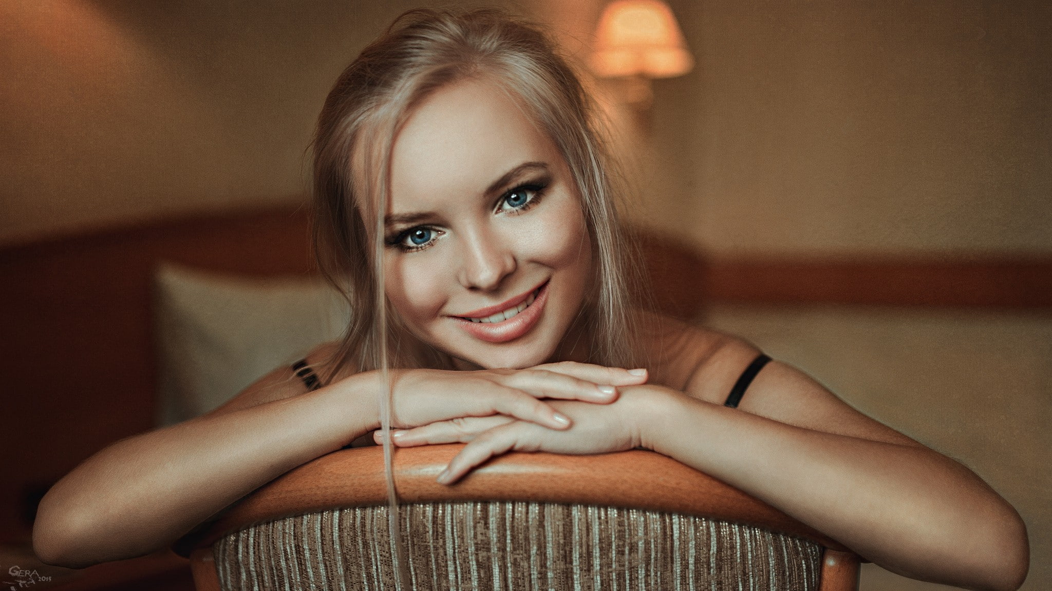 Georgy Chernyadyev, Staci Carr, women, face, blonde, smiling, portrait, 1080P, HD Wallpaper