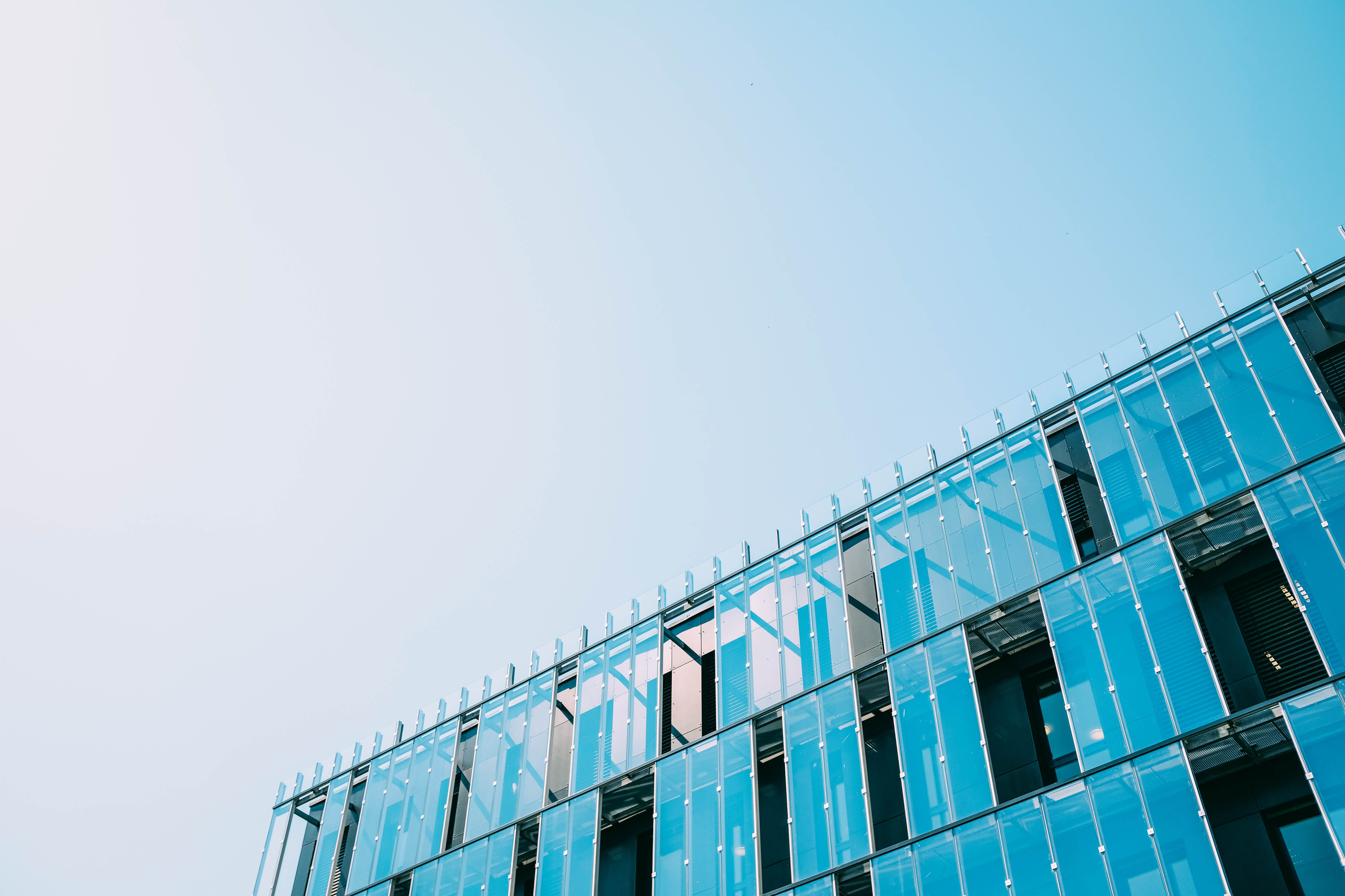sky, nature, window, ciel, clear sky, 5K, building, building exterior, office building exterior, built structure, sunlight, glass - material, HD Wallpaper