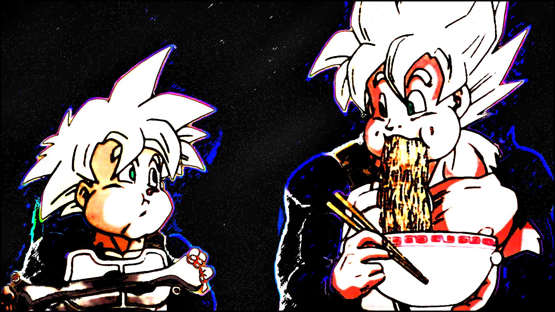 1080P, noodles, trippy, Gohan, Dragon Ball Z, anime, psychedelic, Son Goku, space, HD Wallpaper