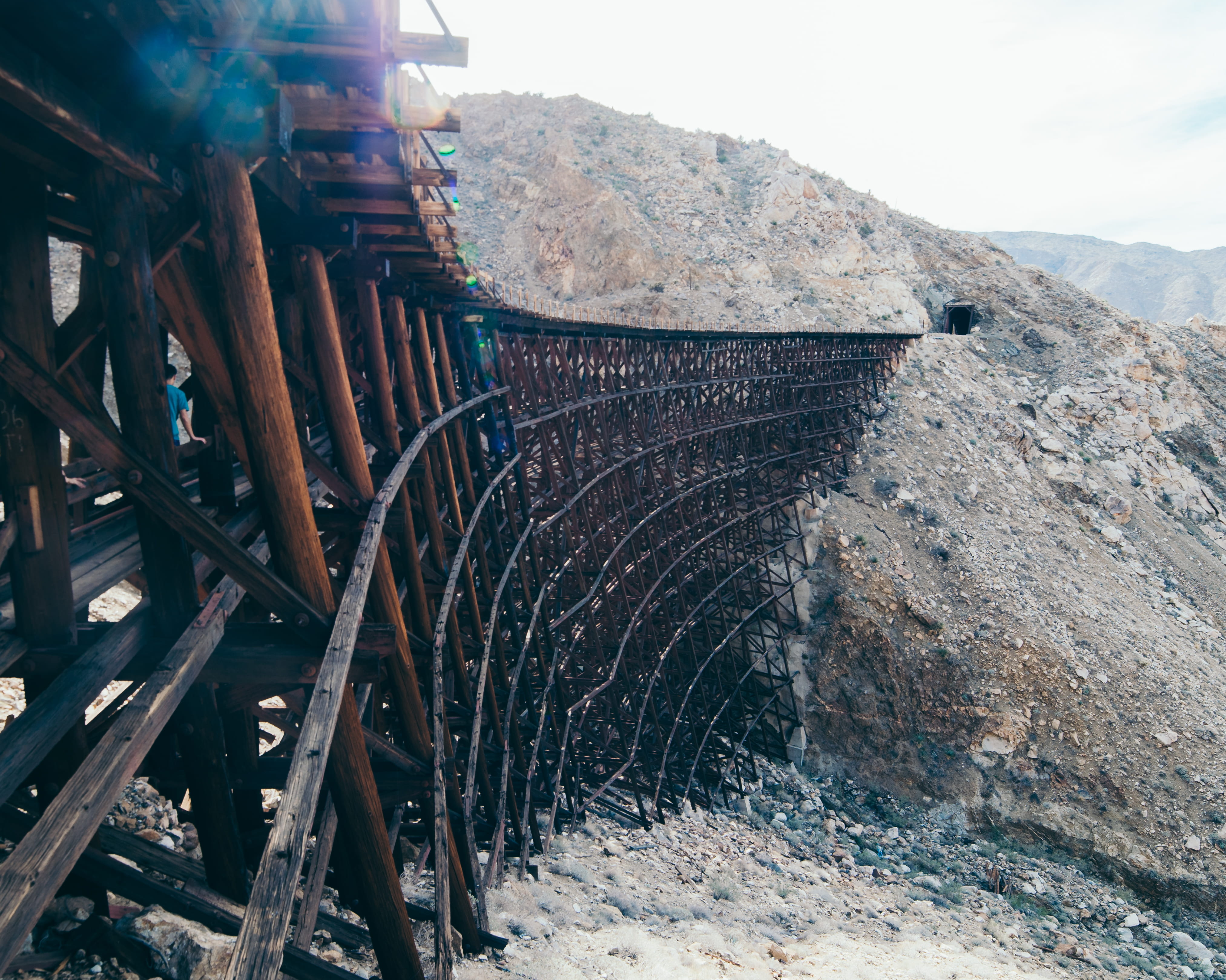 architecture, travel destinations, sky, the past, nature, old, rusty, day, 4K, united states, metal, goat canyon trestle, obsolete, wood, jacumba hot springs, HD Wallpaper