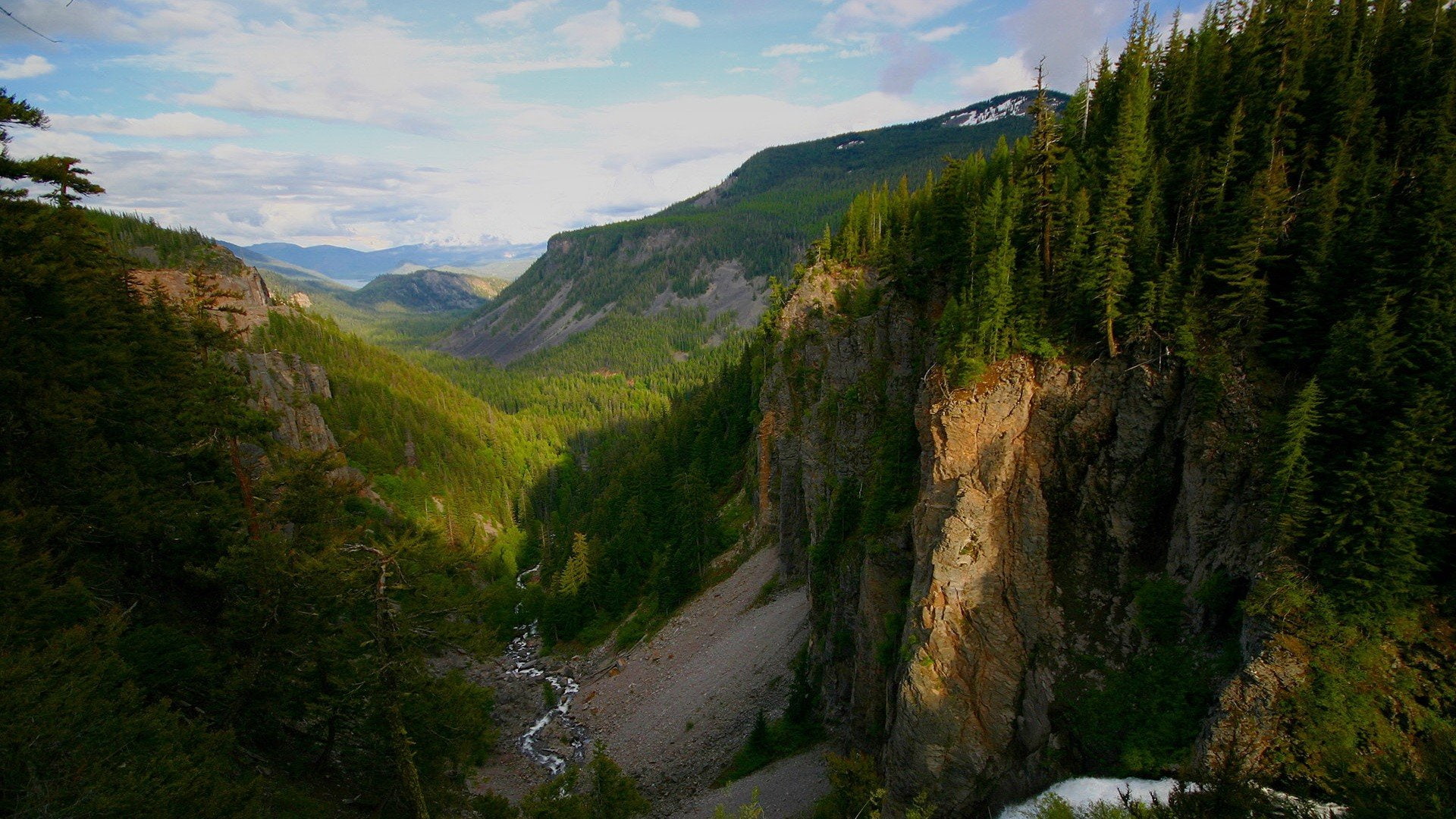 clouds, landscapes, nature, waterfalls, 1080P, mountainscapes, mountains, forests, HD Wallpaper