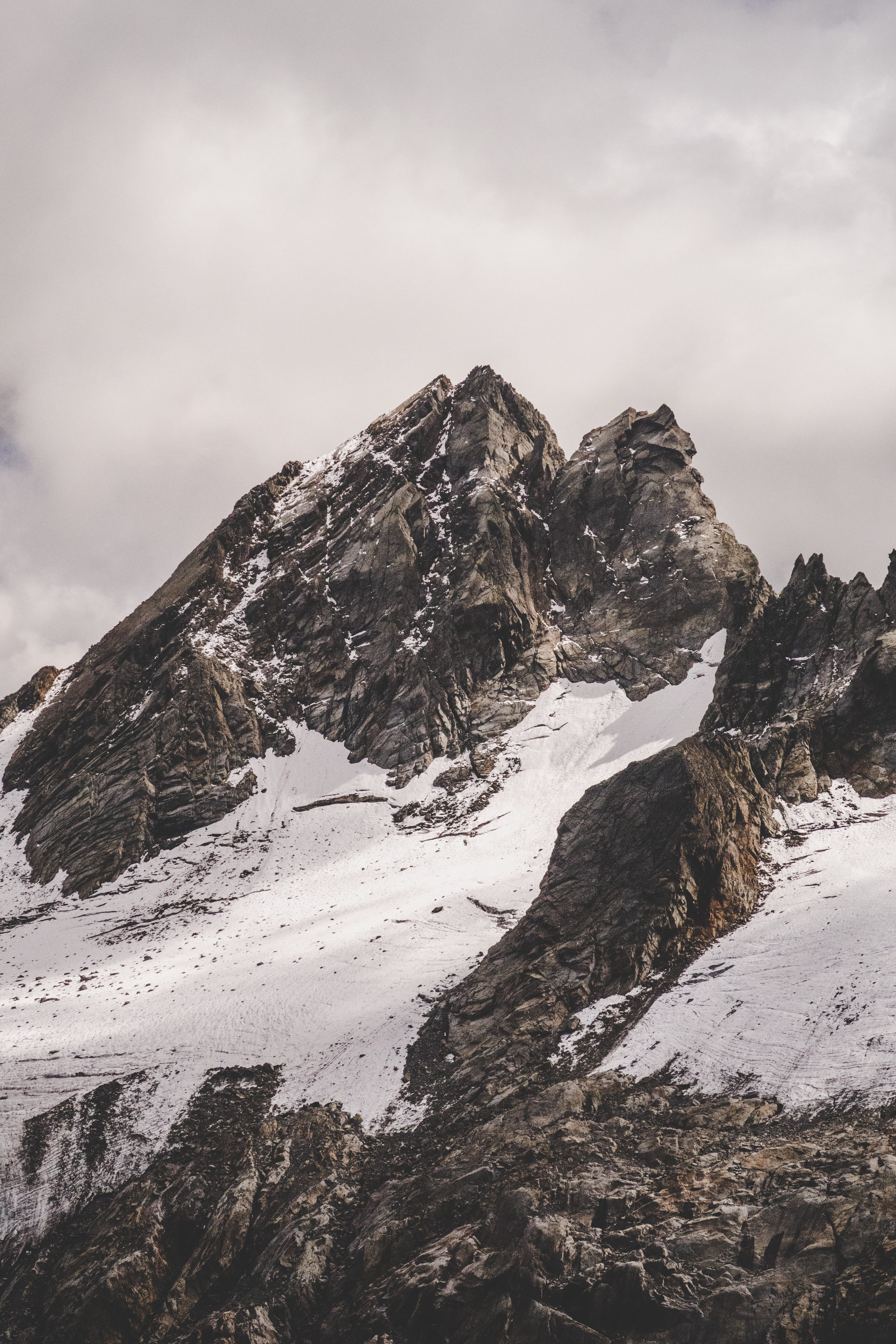 peak, daytime, cliff, sharp, day, low, mountainscape, formation, cloud - sky, ridge, nature, mountain, cold temperature, mountain, scenics - nature, Phone HD Wallpaper
