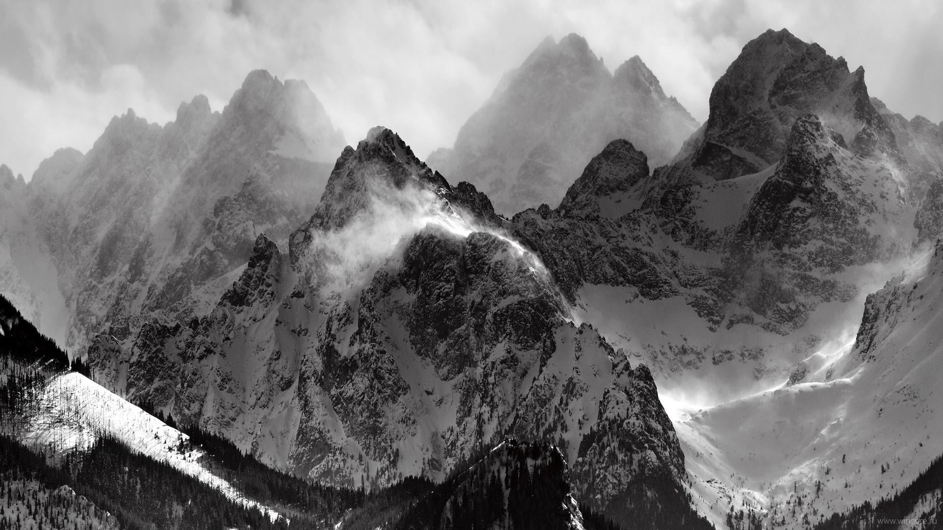 mountain peak, formation, no people, non-urban scene, tranquility, nature, panoramic, fog, snow, scenics - nature, snowcapped mountain, peaks, cold temperature, HD Wallpaper