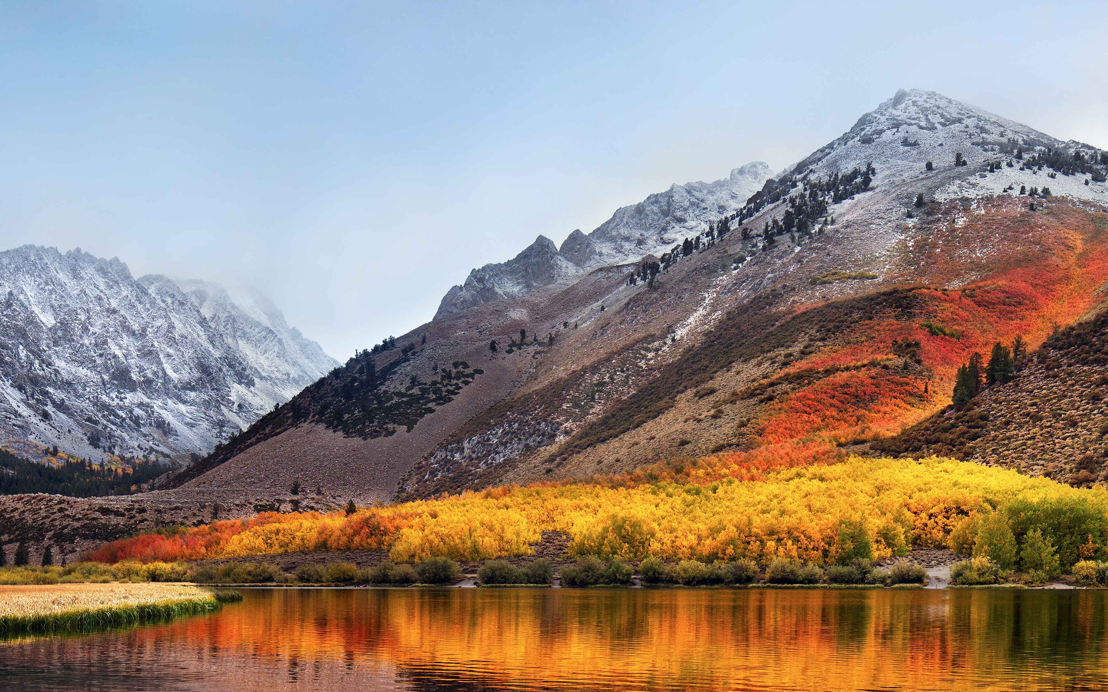water, macbook, mountain range, change, mountain peak, sky, snowcapped mountain, autumn, outdoors, environment, 4K, cold temperature, tranquility, tranquil scene, HD Wallpaper
