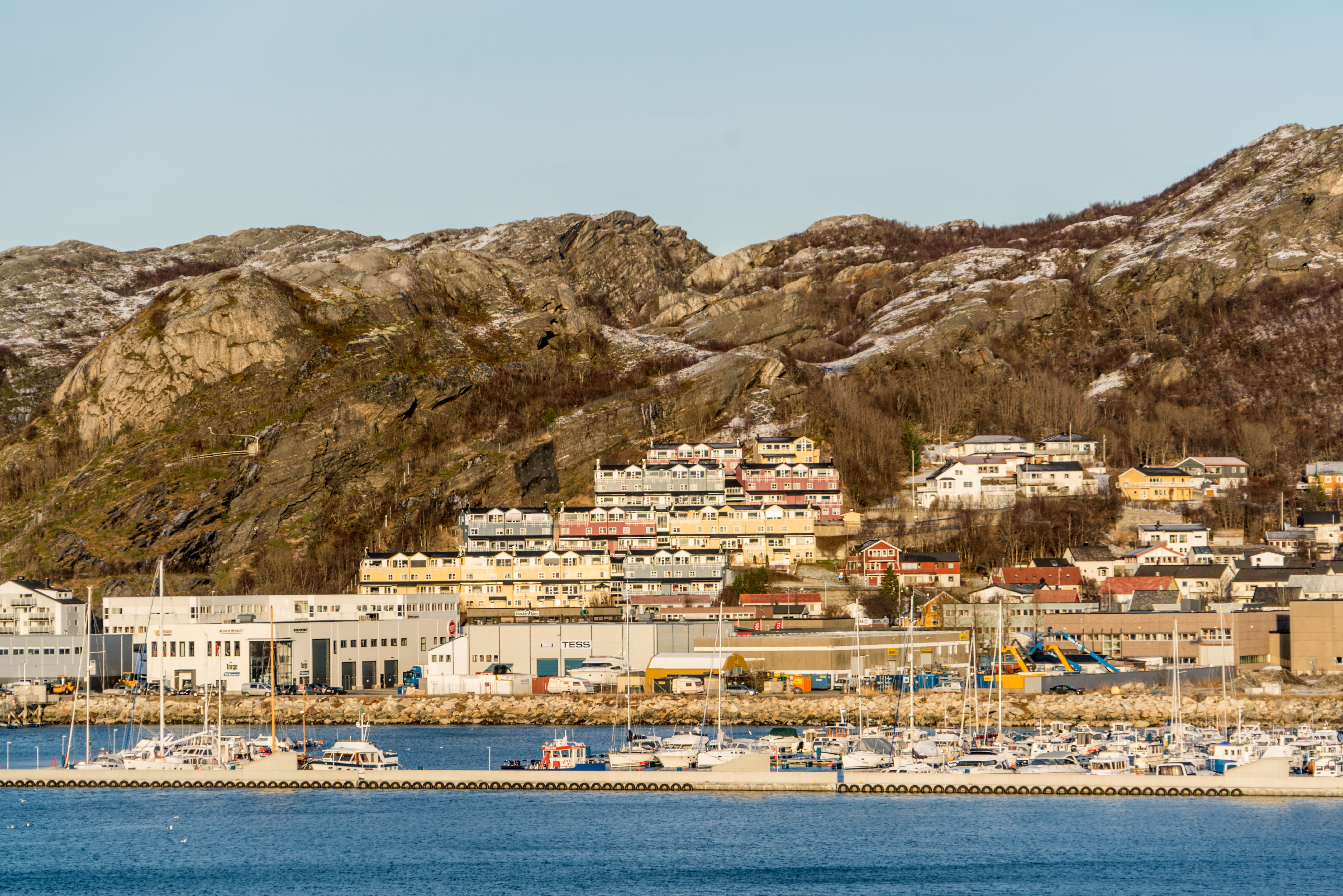 adventure, europe, day, travel, outdoor, river, nautical vessel, town, city, 8K, scenery, harbor, norway, coastline, sky, landscape, water, snow, built structure, HD Wallpaper