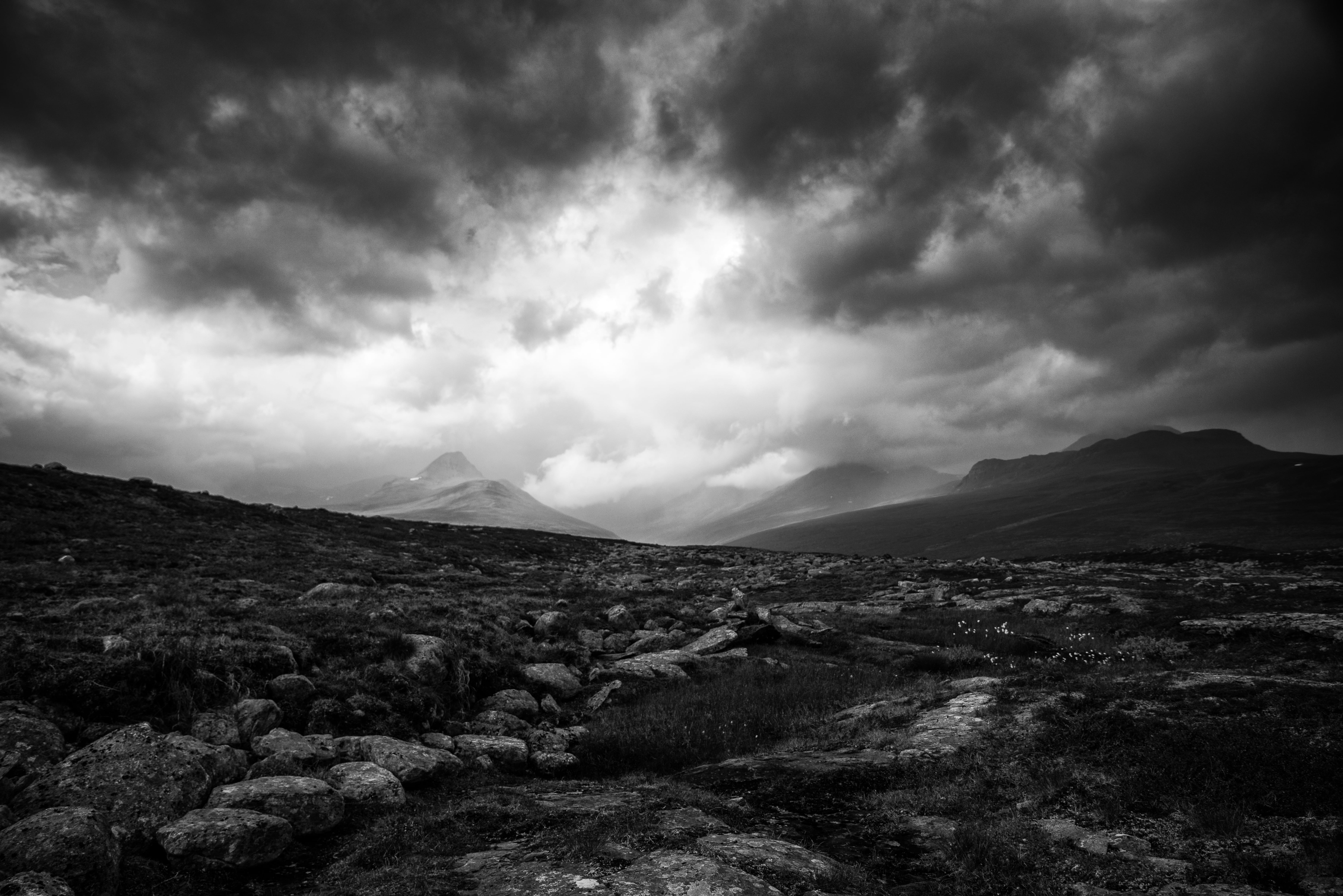 scandinavia, northern, sky, wilderness, landscape, tranquility, cloudporn, tranquil scene, high contrast, non-urban scene, treriksröset, ominous, trekking, HD Wallpaper
