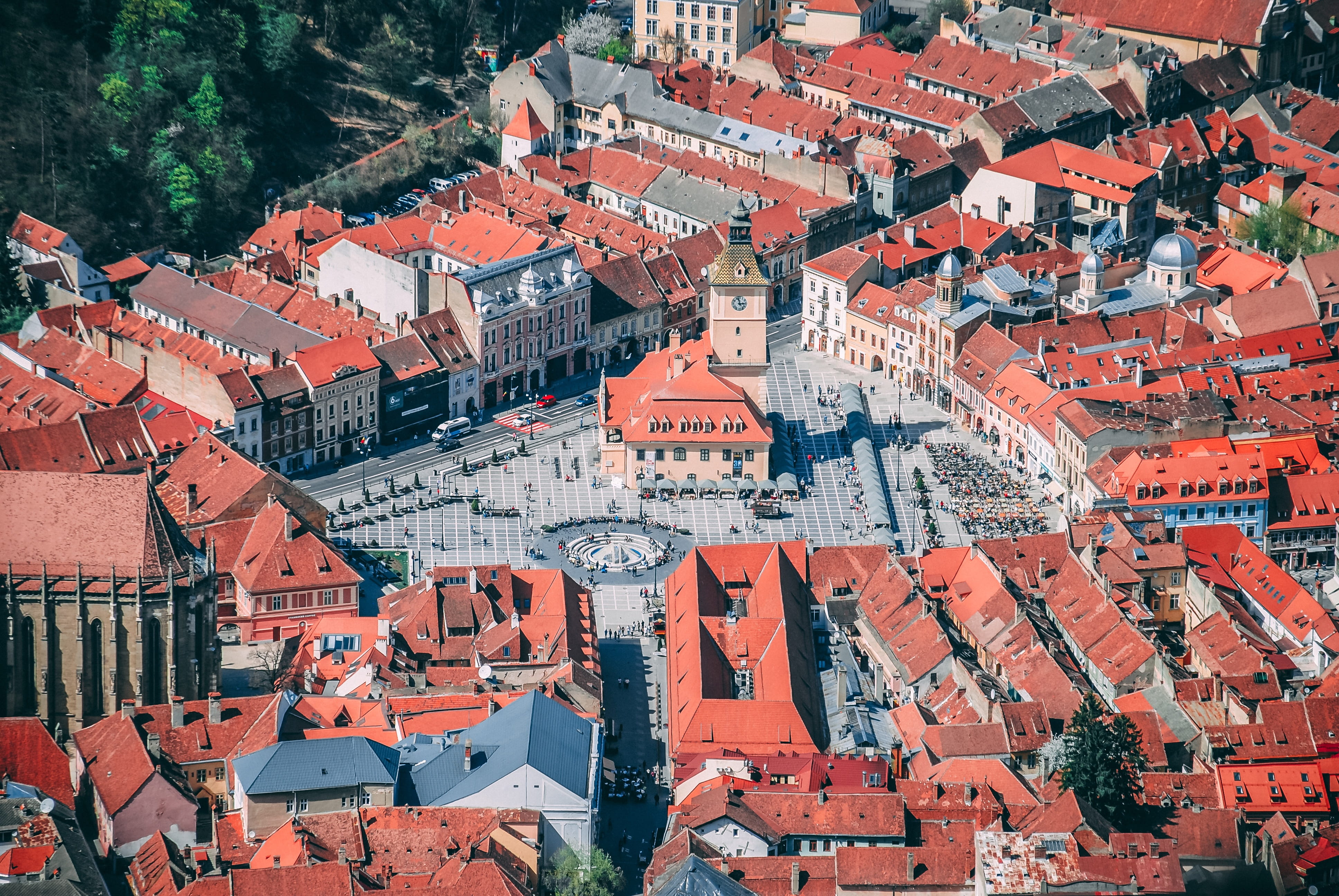 crowd, high angle view, plant, travel, cityscape, outdoors, street, day, style, red, roof tile, tourism, house, nature, outdoor, religion, instagram, architecture, HD Wallpaper