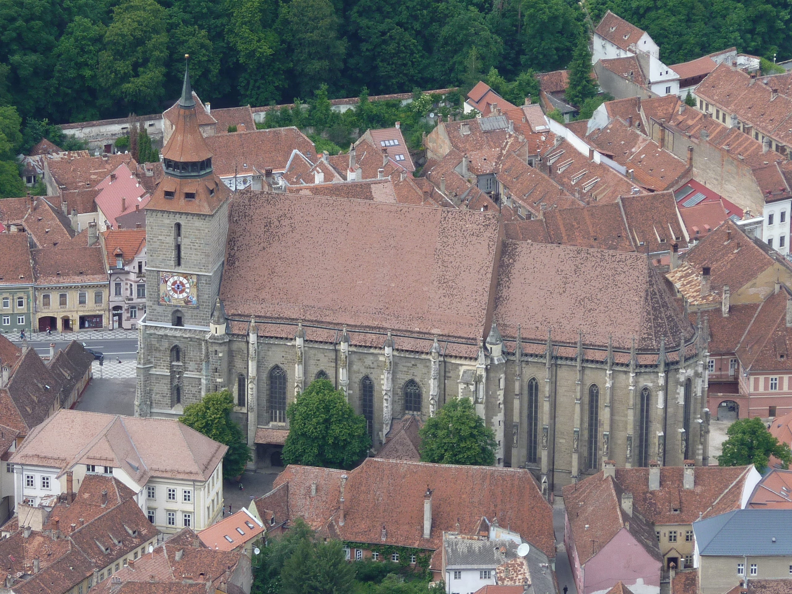 black, architecture, tree, 2K, day, building, christianity, medieval, building exterior, cityscape, high angle view, place of worship, town, europe, outdoors, HD Wallpaper