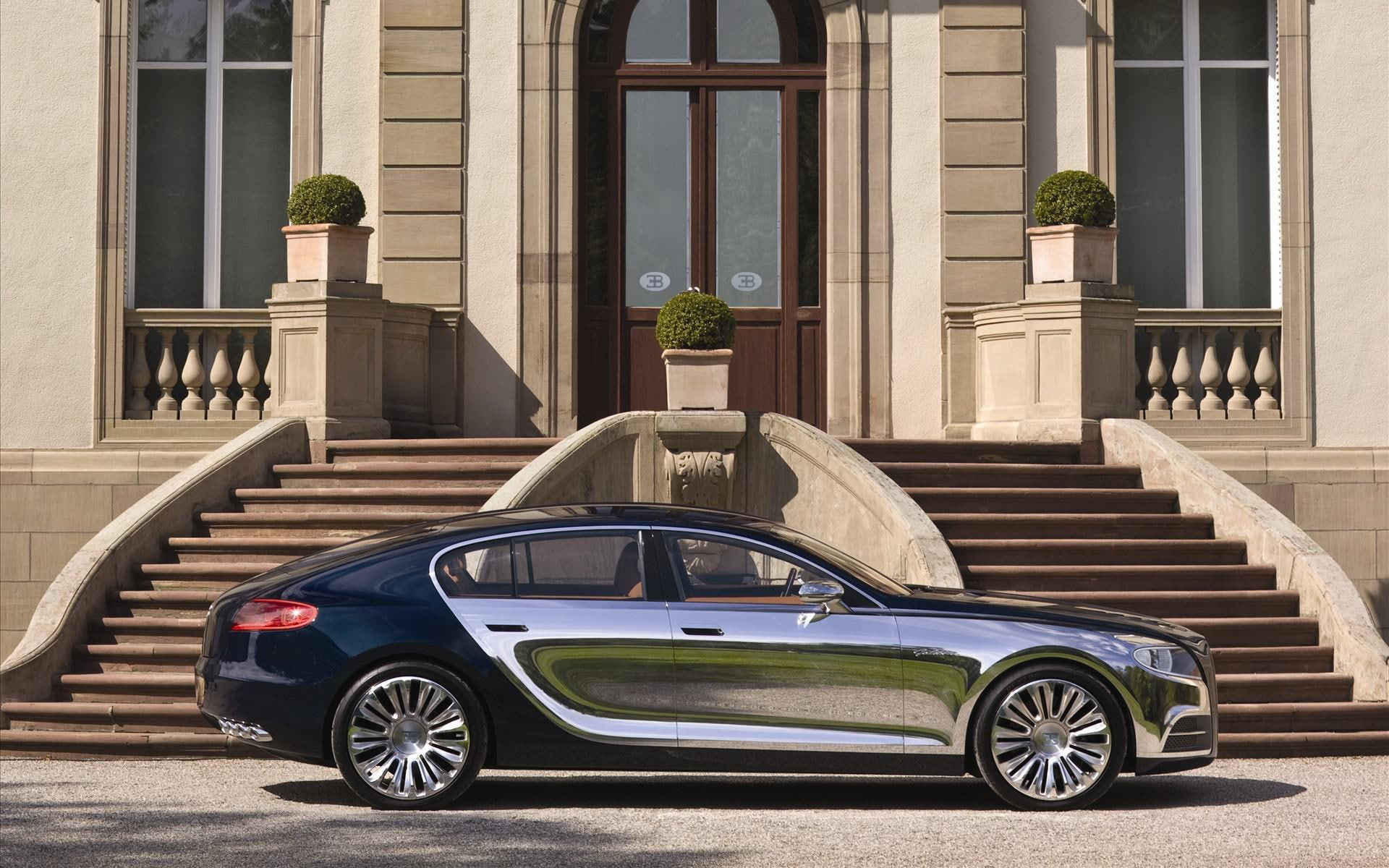 black, c, 1080P, cars, silver, bugatti, bugatti 16c galibier, galibier, 1920x1200, sedan, HD Wallpaper