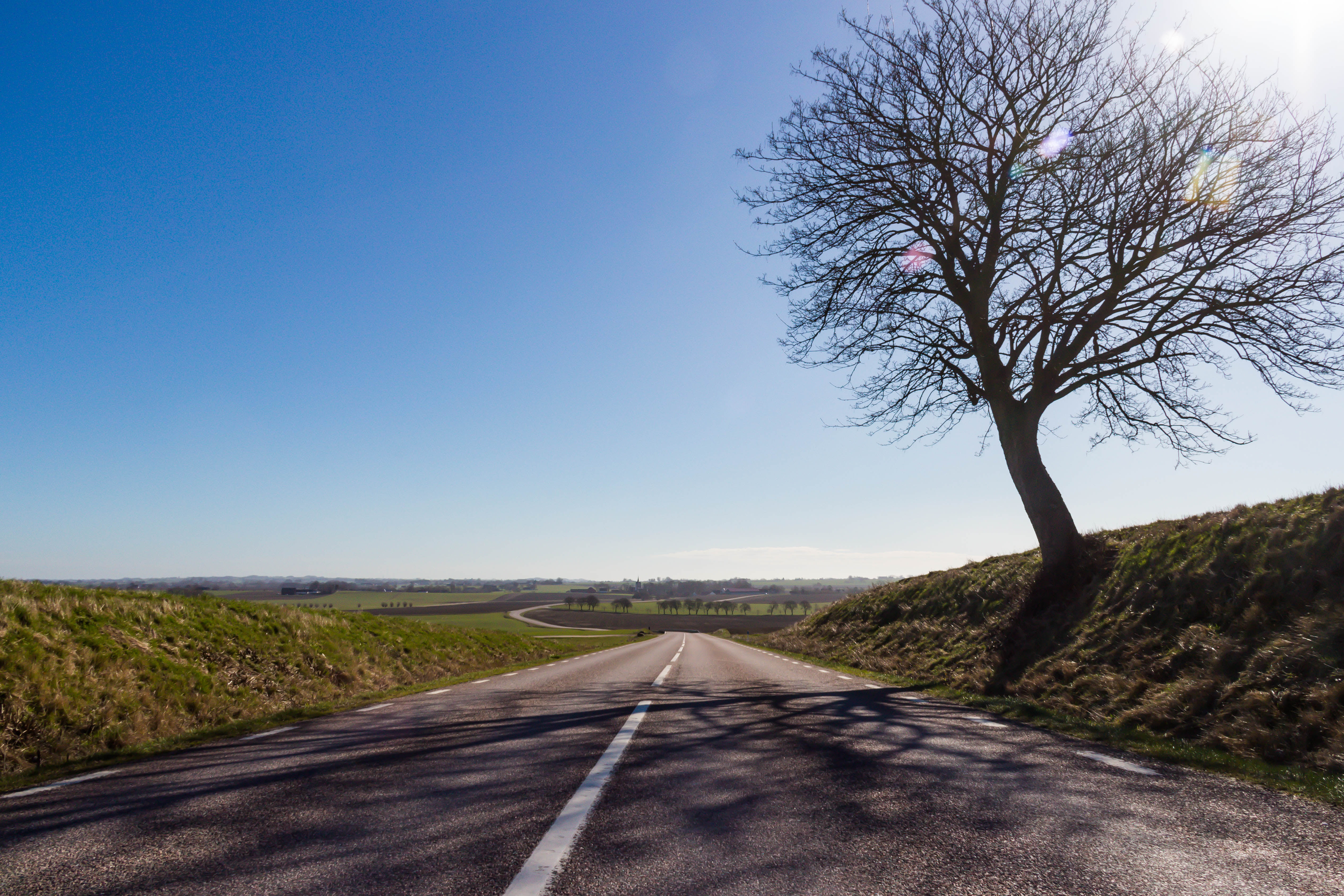 silhouette, asphalt, sky, blue, 4K, Träd, väg, gray, highway, road, concrete, no People, Shadow, landscape, street, rural Scene, nature, near, concrete road, HD Wallpaper