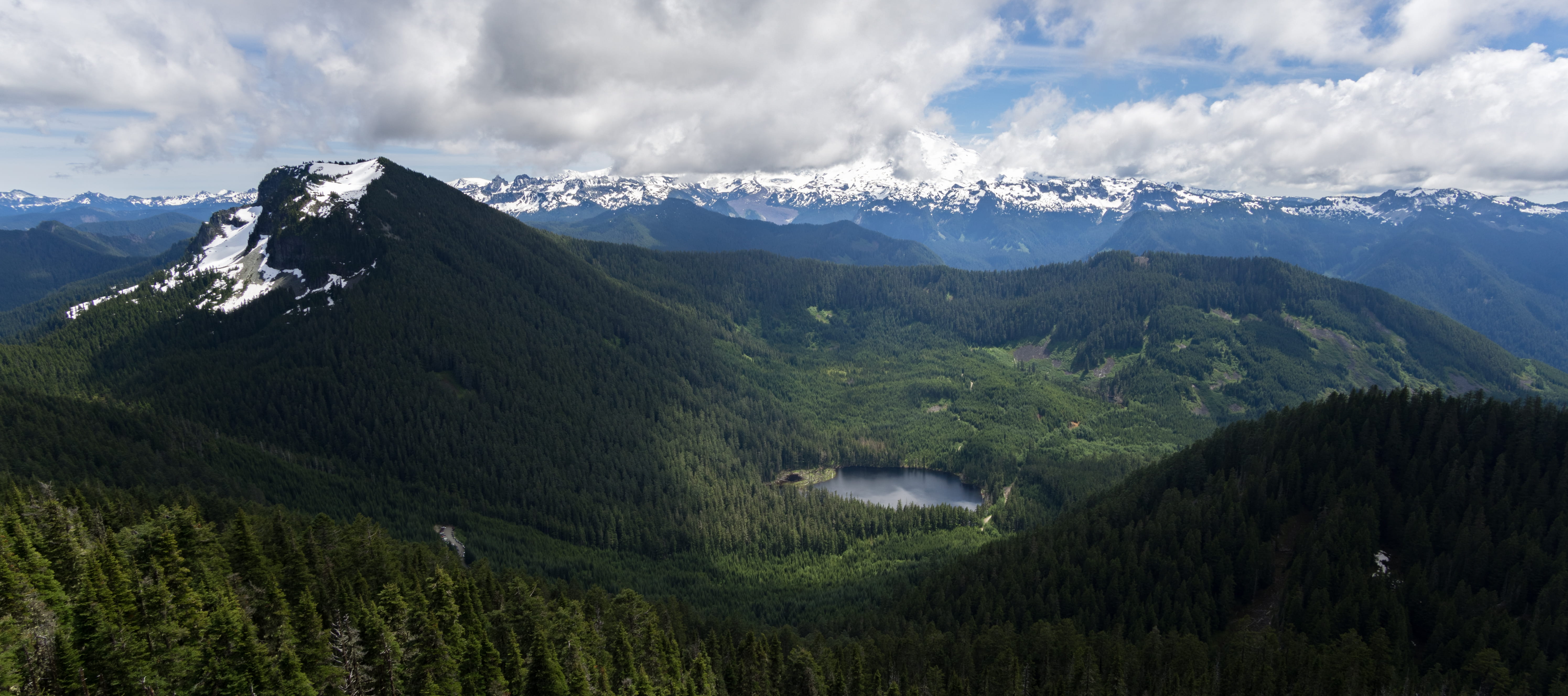 nature, summit lake, trees, cold temperature, united states, snowcapped mountain, cascades, day, scenics - nature, outdoors, washinton, tranquil scene, HD Wallpaper