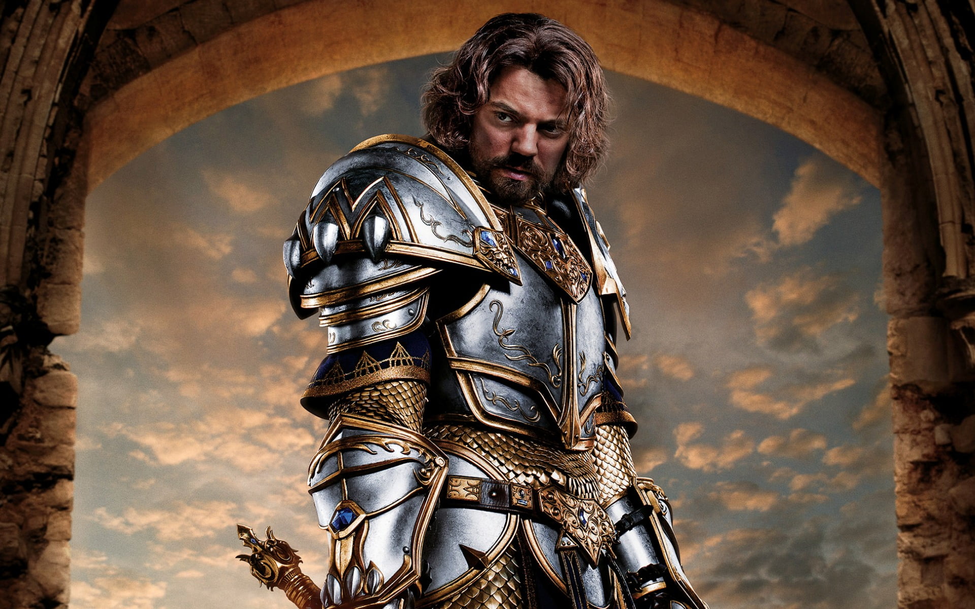 king, representation, beginnin, cloud - sky, knight - person, standing, Movies, facial hair, day, human representation, one person, sword, sky, portrait, HD Wallpaper