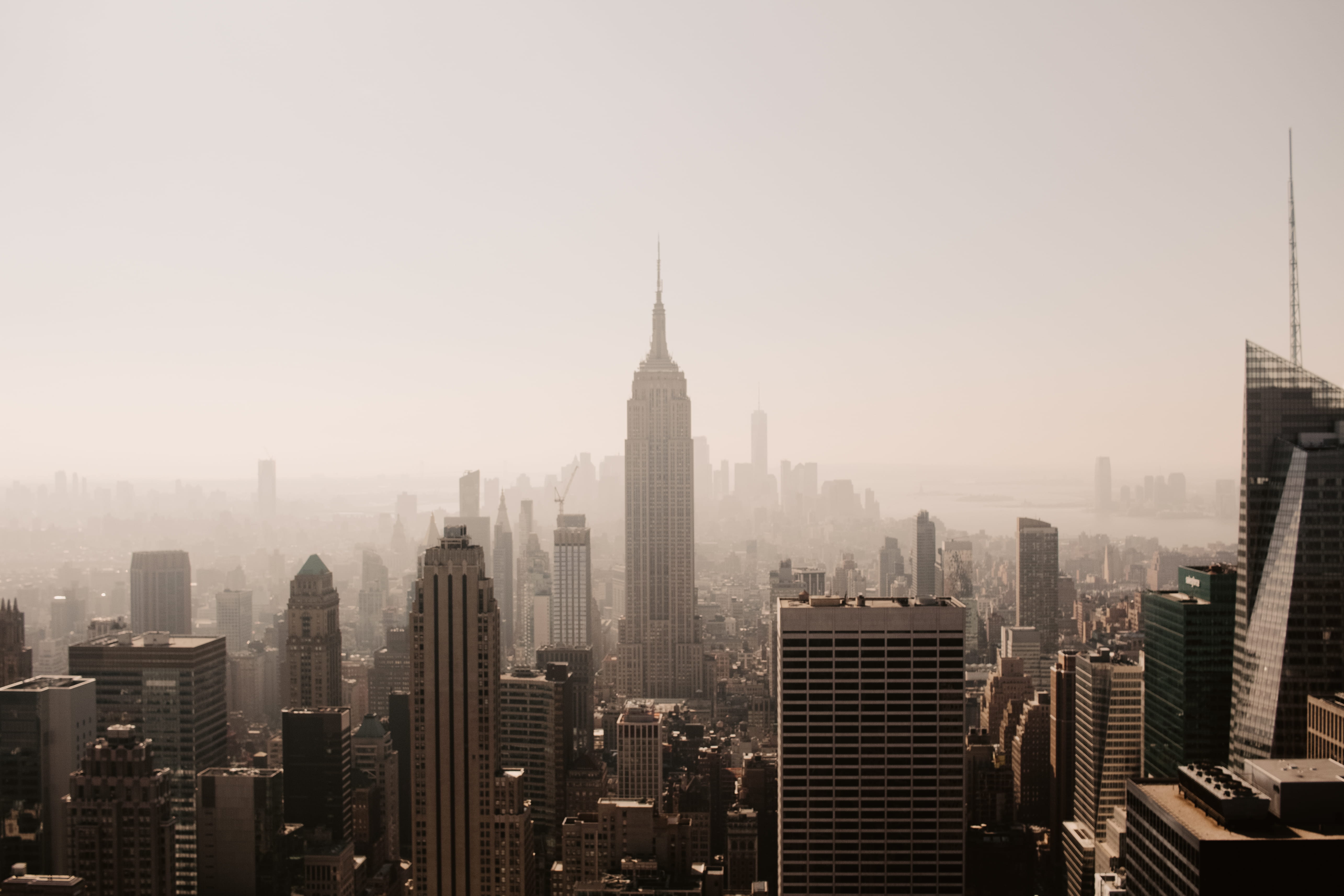 building, view, shot, landscape, built structure, new york, architecture, urban, from above, tall - high, travel destinations, skyscraper, skyline, town, HD Wallpaper