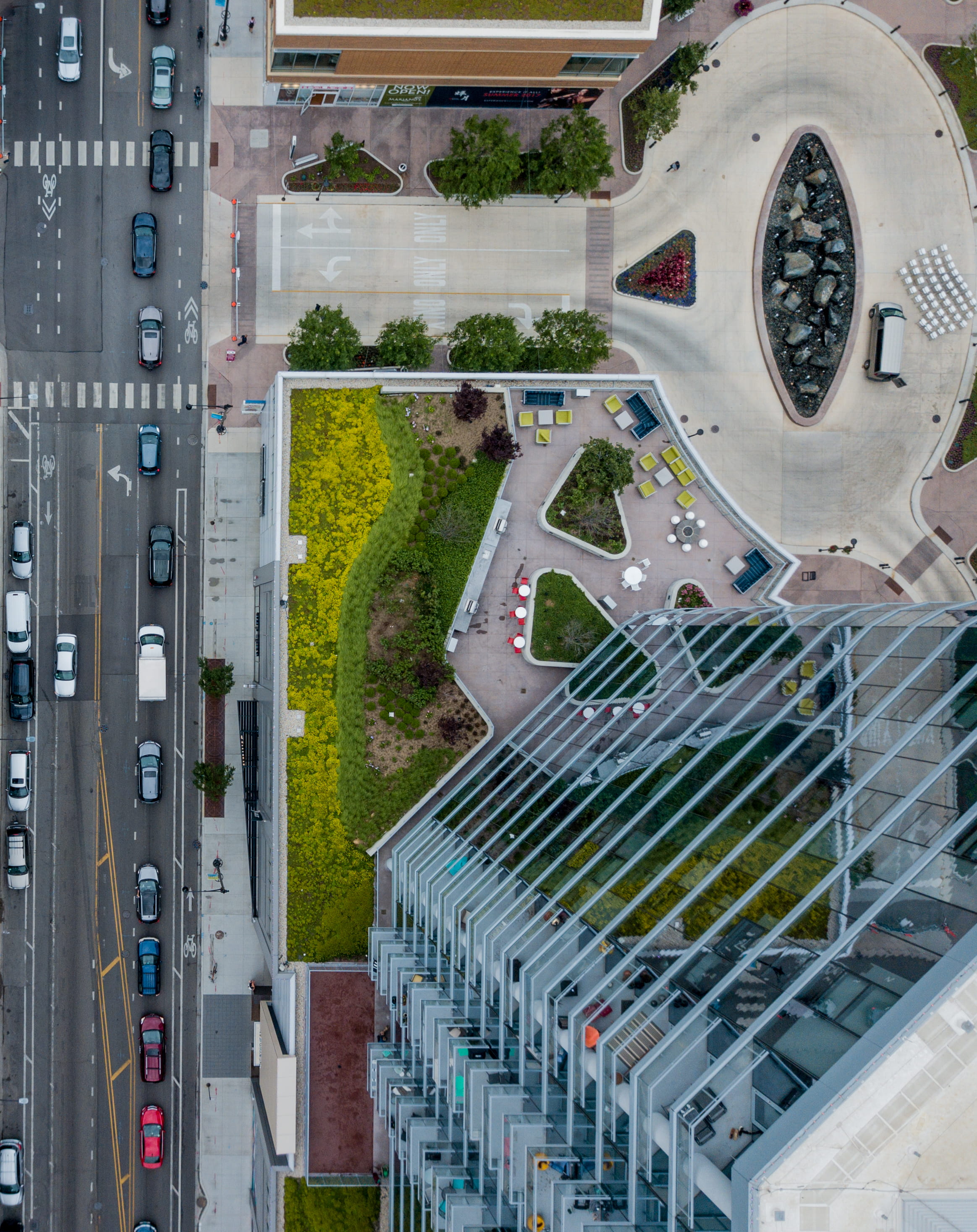 united states, car, drones, built structure, from above, travel, halsted, drone photography, 2K, high rise, transportation, shapes, day, motor vehicle, Phone HD Wallpaper