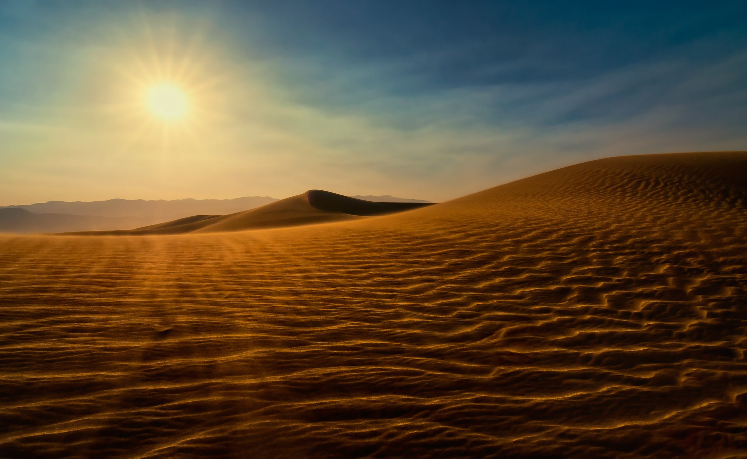 golden, sunlight, Nature, lens flare, summer, tranquil scene, Desert, brown, beauty in nature, atmospheric, climate, remote, sun, hd, no people, environment, HD Wallpaper