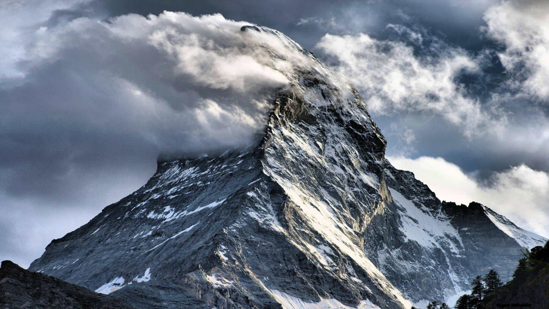 alp, 1080P, beauty in nature, wilderness, clouds, mountains, geological formation, cold, formation, cloud - sky, tranquility, day, nature, park, forest, HD Wallpaper