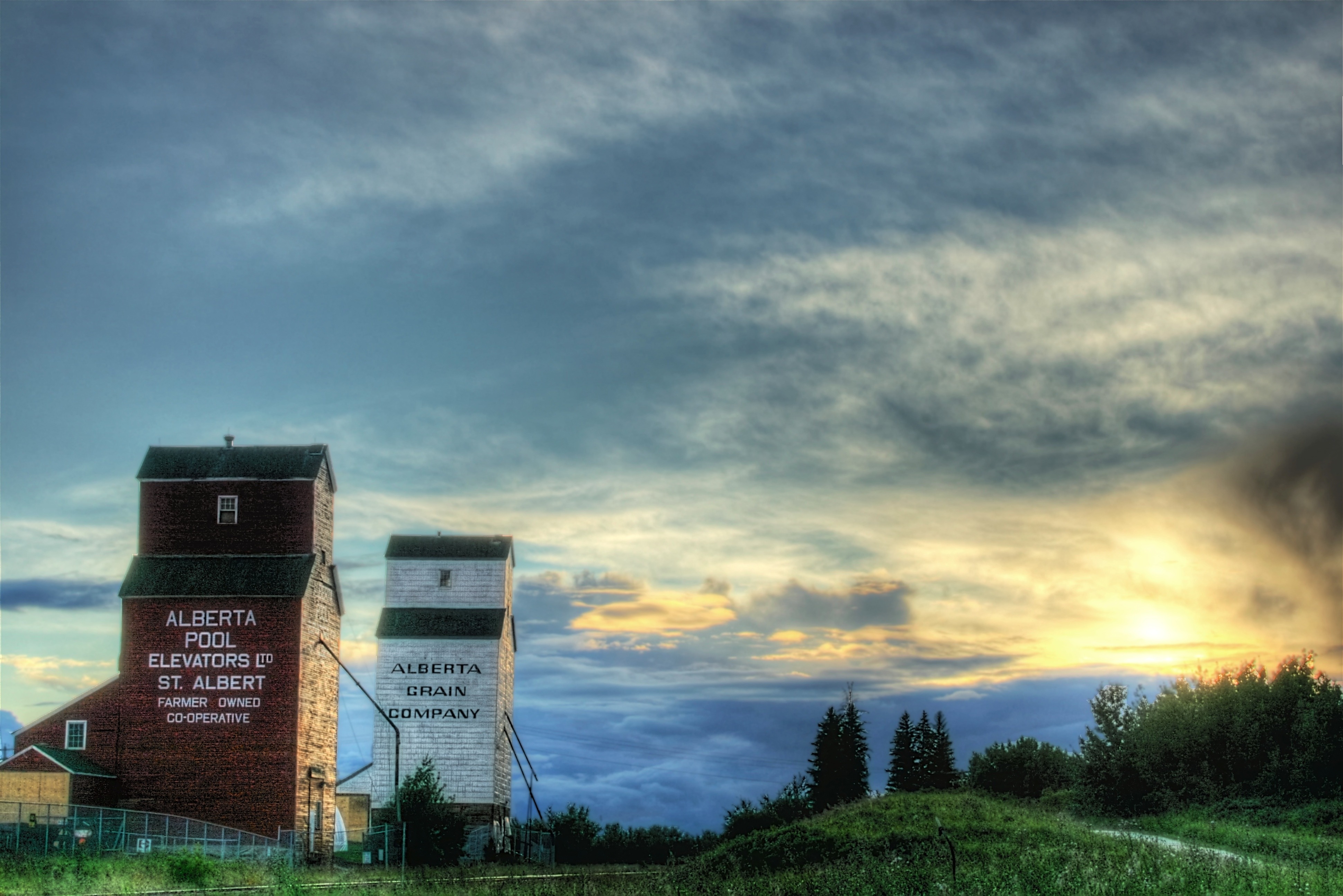 guidance, outdoors, architecture, western script, sign, alberta, outside, grain elevators, tree, no people, plant, low angle view, hdr, canada, beauty in nature, HD Wallpaper