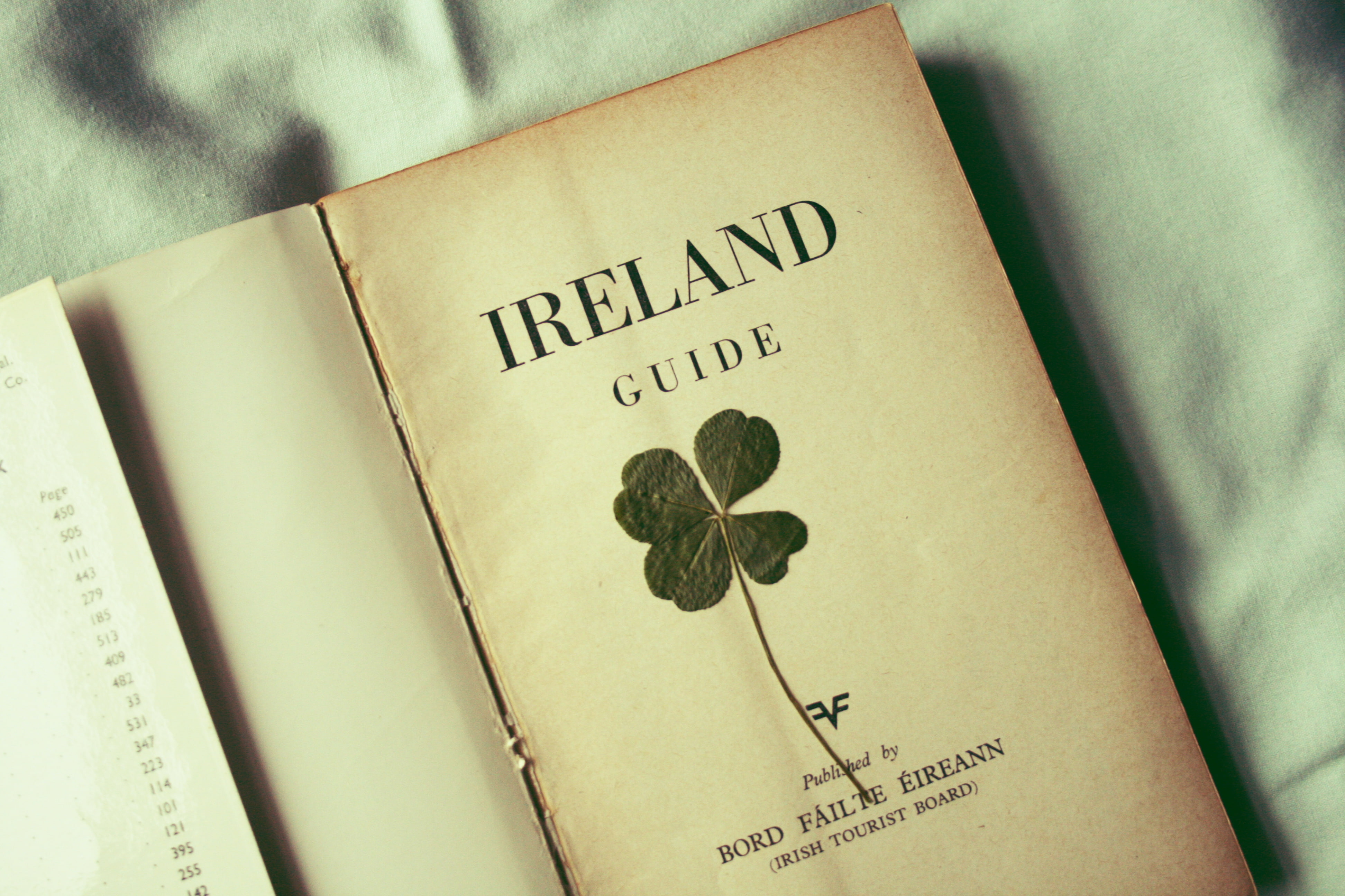 sheet, Ireland, table, bord, furniture, no people, passport, leaf, close-up, western script, communication, history, high angle view, clover, message, envelope, HD Wallpaper