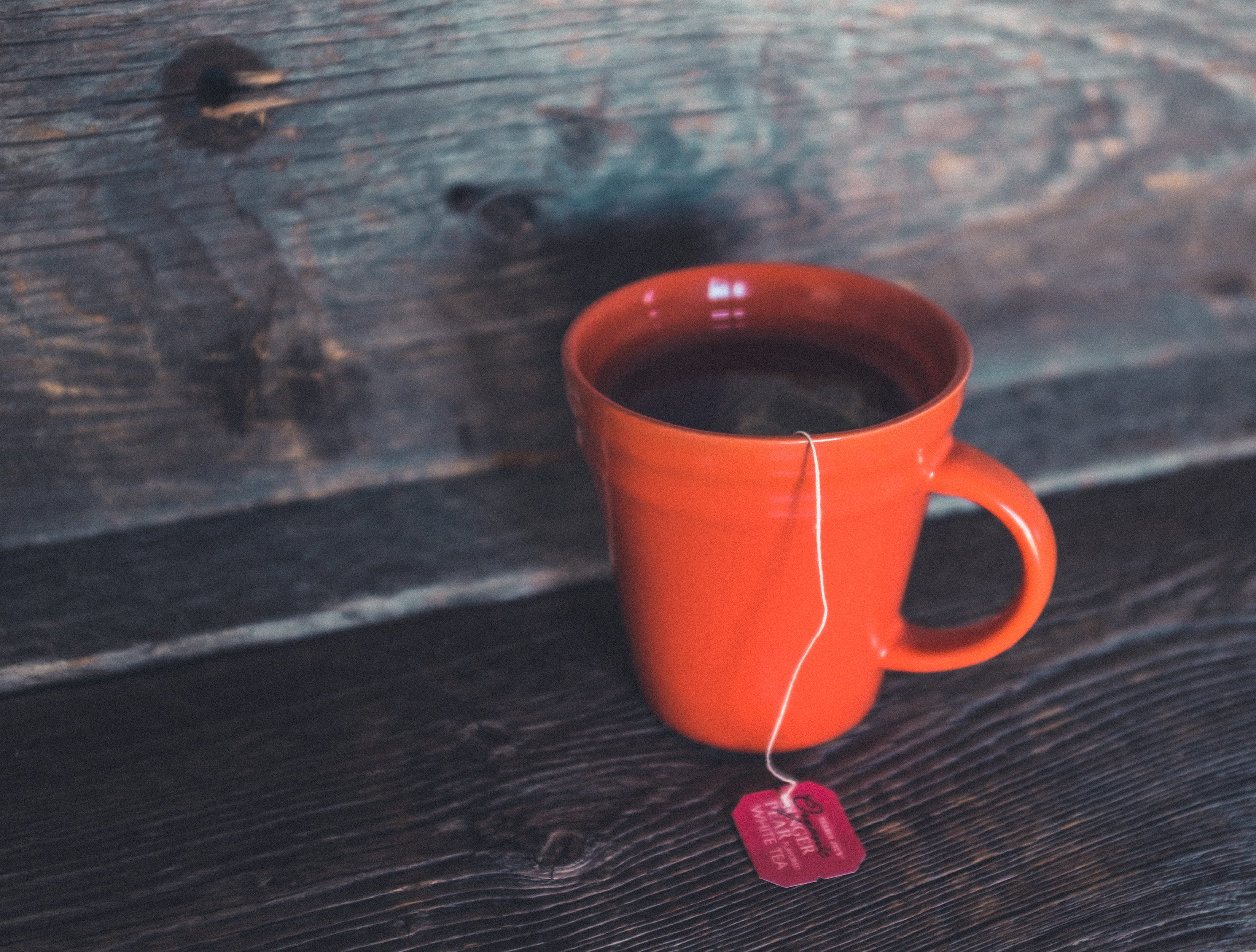 coffee, teacup, wood - material, orange, bag, beverage, high angle view, food and drink, tea cup, no people, refreshment, tea, drink, table, gray, ceramic, HD Wallpaper