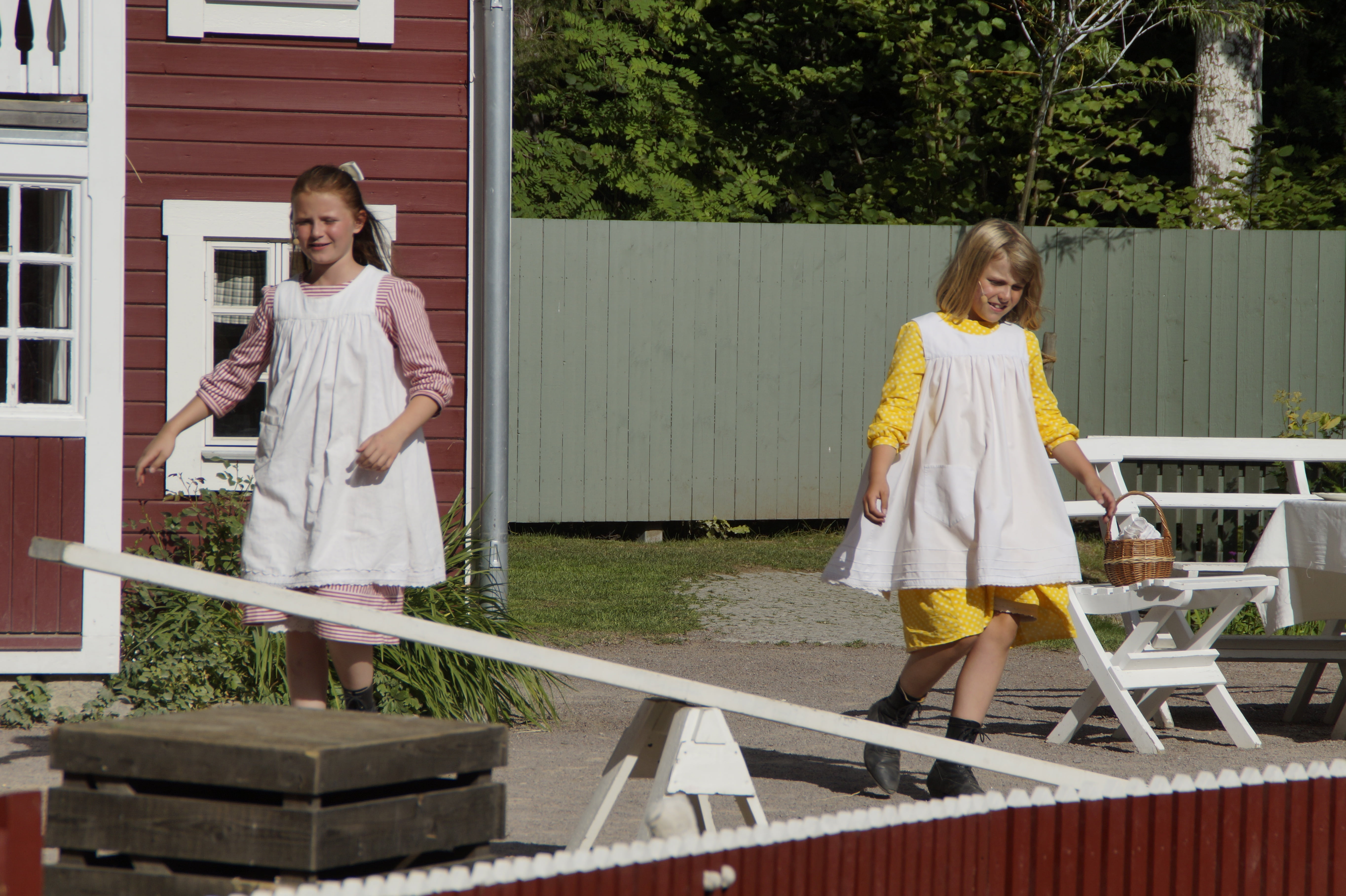 girl, smaland, astrid lindgrens world, plant, standing, astrid lindgren, child, mardie, theme park, lisabeth, children, girls, positive emotion, casual clothing, HD Wallpaper