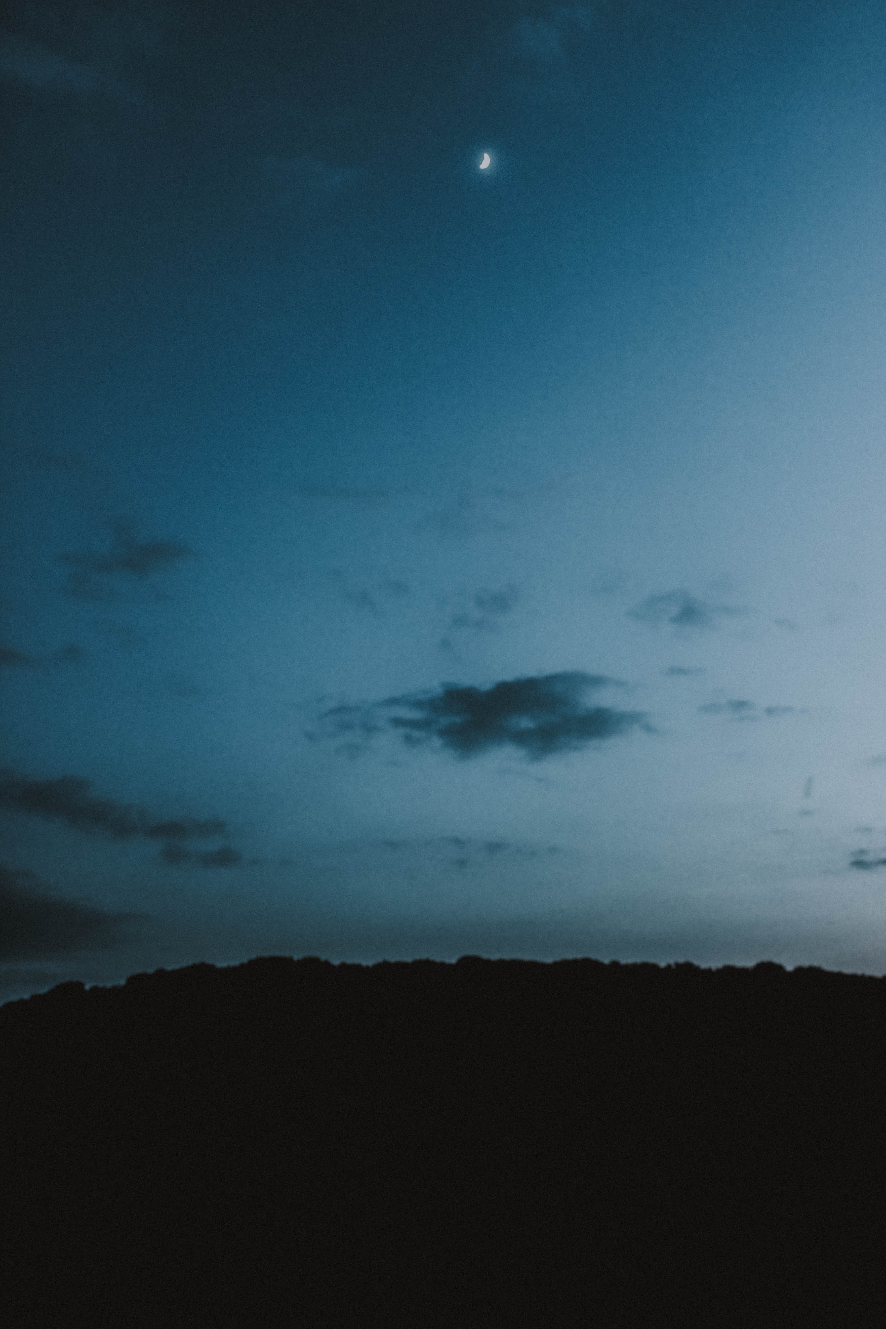 silhouette, daytime, cloud - Sky, night, beauty In Nature, grain, cloudy, cloudscape, folk, sky, weather, indie, crescent, hill, blue, backgrounds, sunset, Phone HD Wallpaper