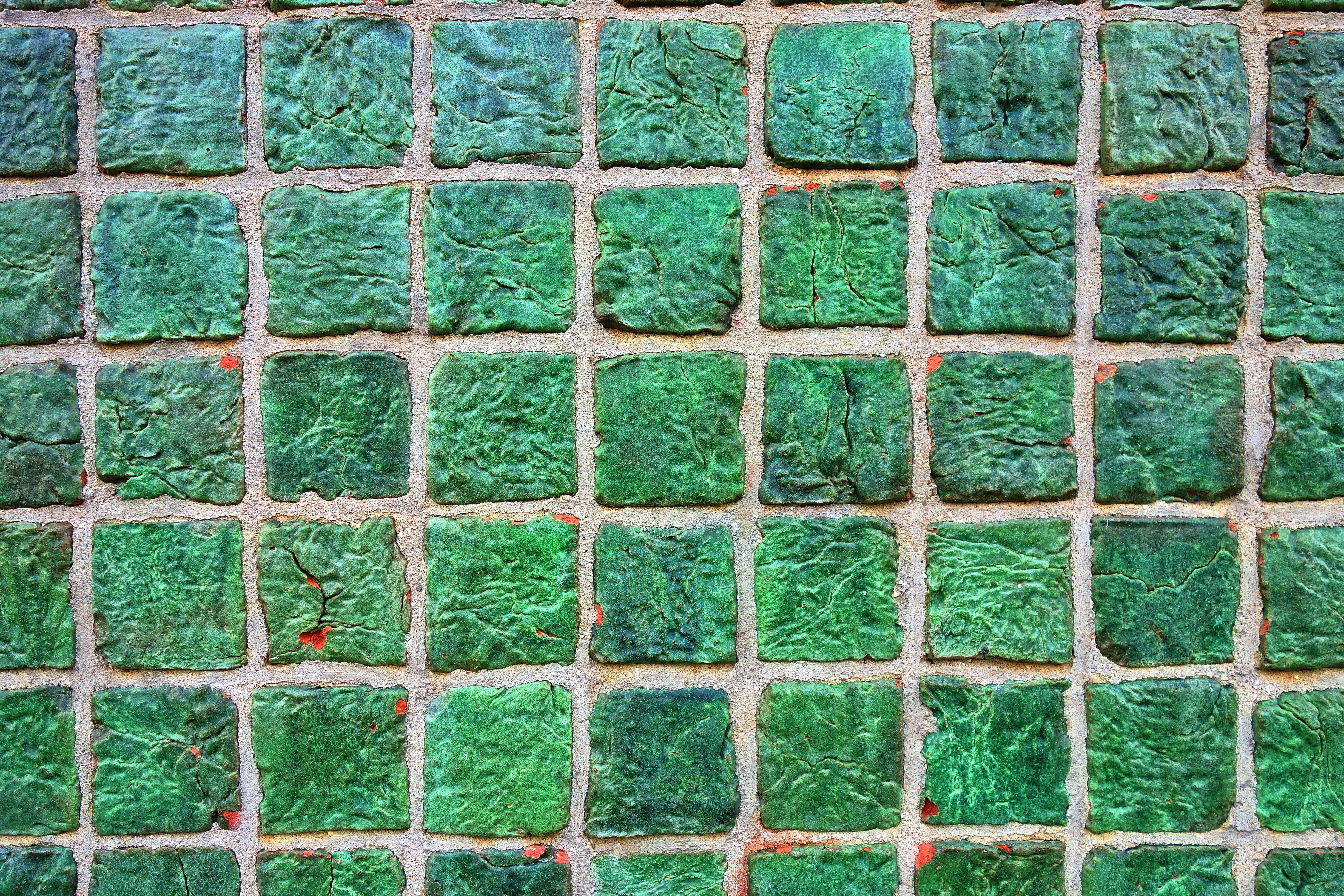 green color, cactus, large group of objects, green tiles, architecture, concrete, day, 4K, tile texture, multi colored, plant, succulent plant, no people, HD Wallpaper