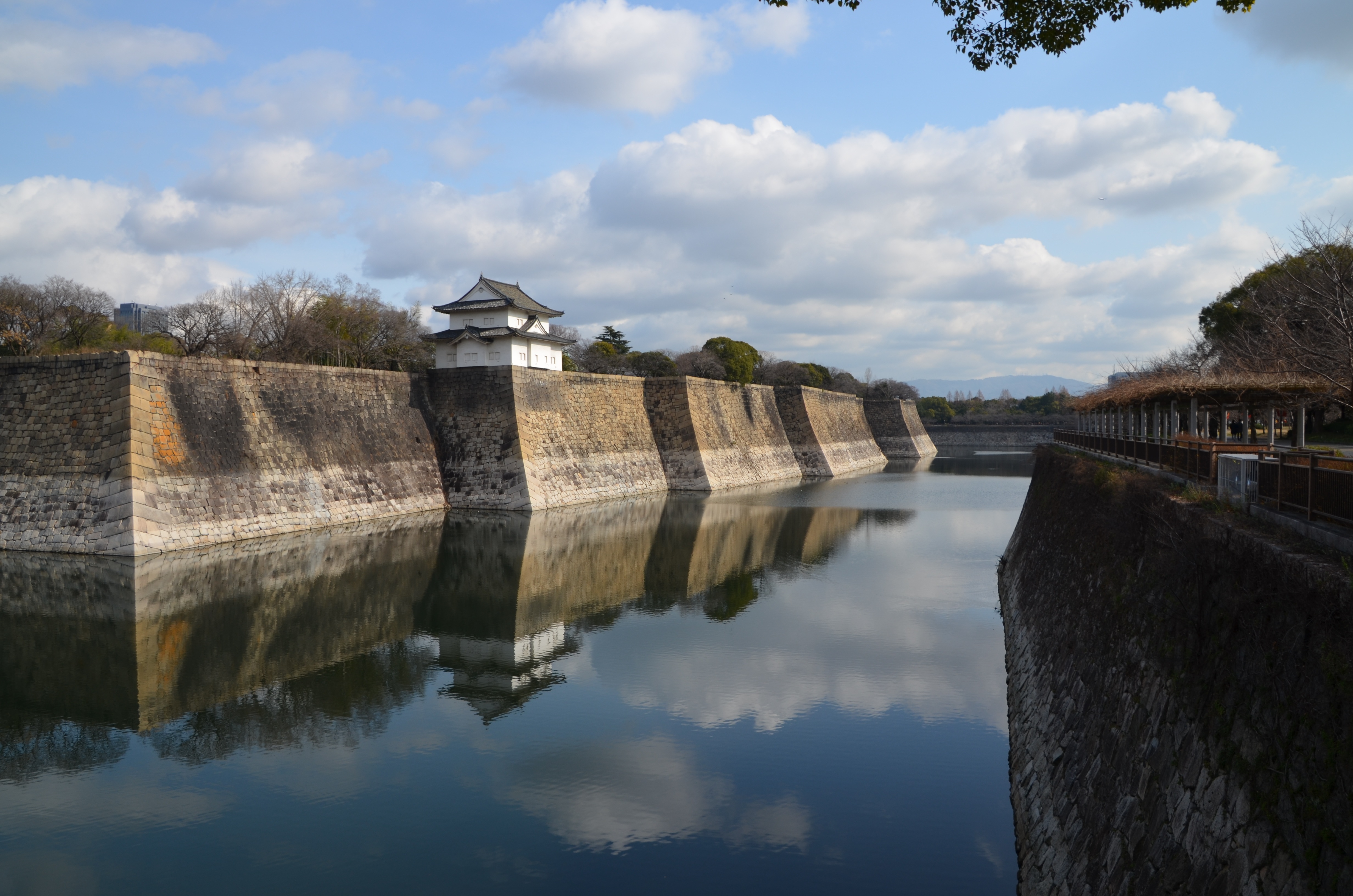 osaka castle, outer moat, no people, moat, waterfront, japanese, building, architecture, building exterior, wall, nature, dam, lake, castle, sky, fuel and power generation, HD Wallpaper