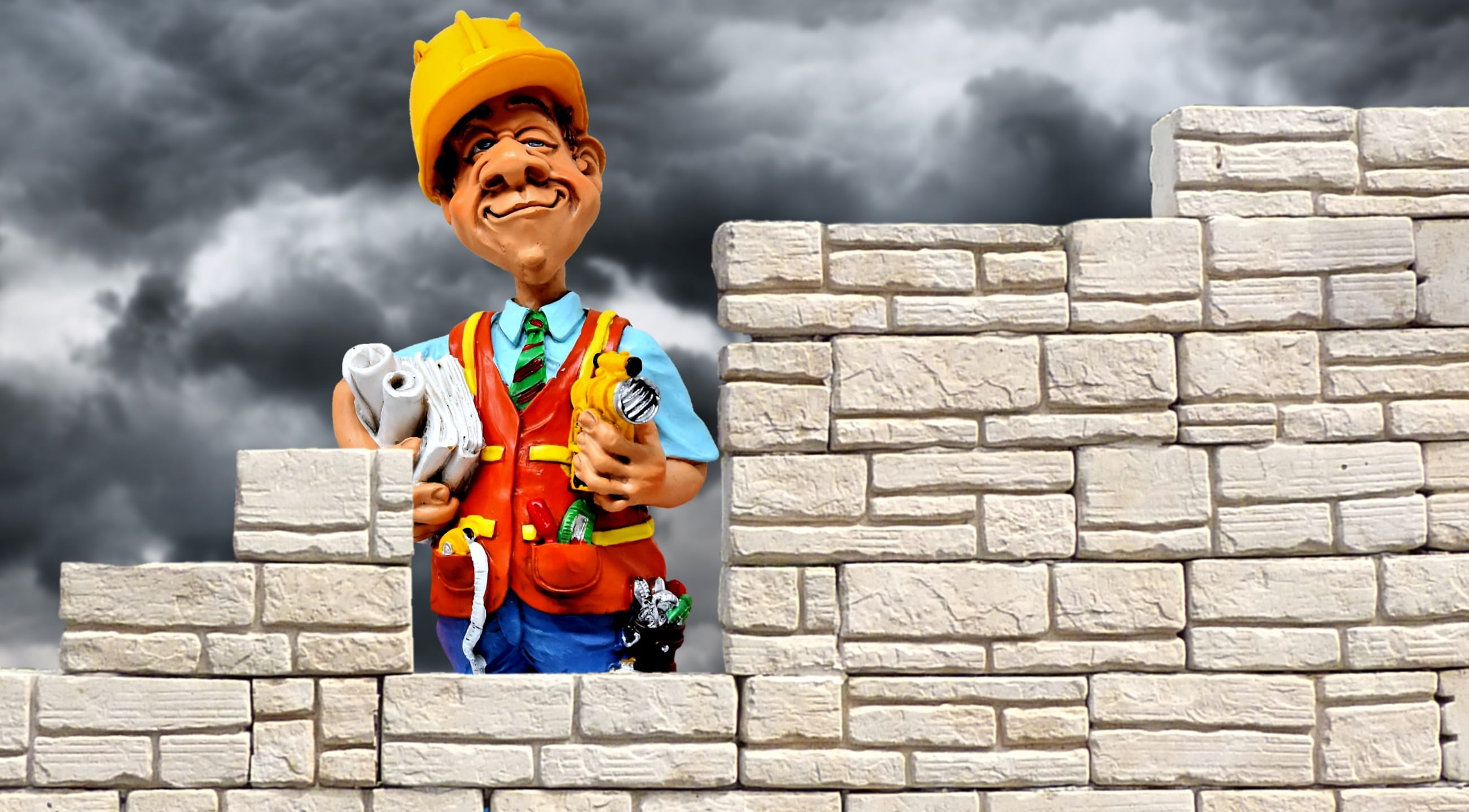 facade, men, decoration, masonry, brick, smiling, built structure, outdoors, hat, craftsmen, portrait, adult, polishing, headwear, maurer, males, build, HD Wallpaper
