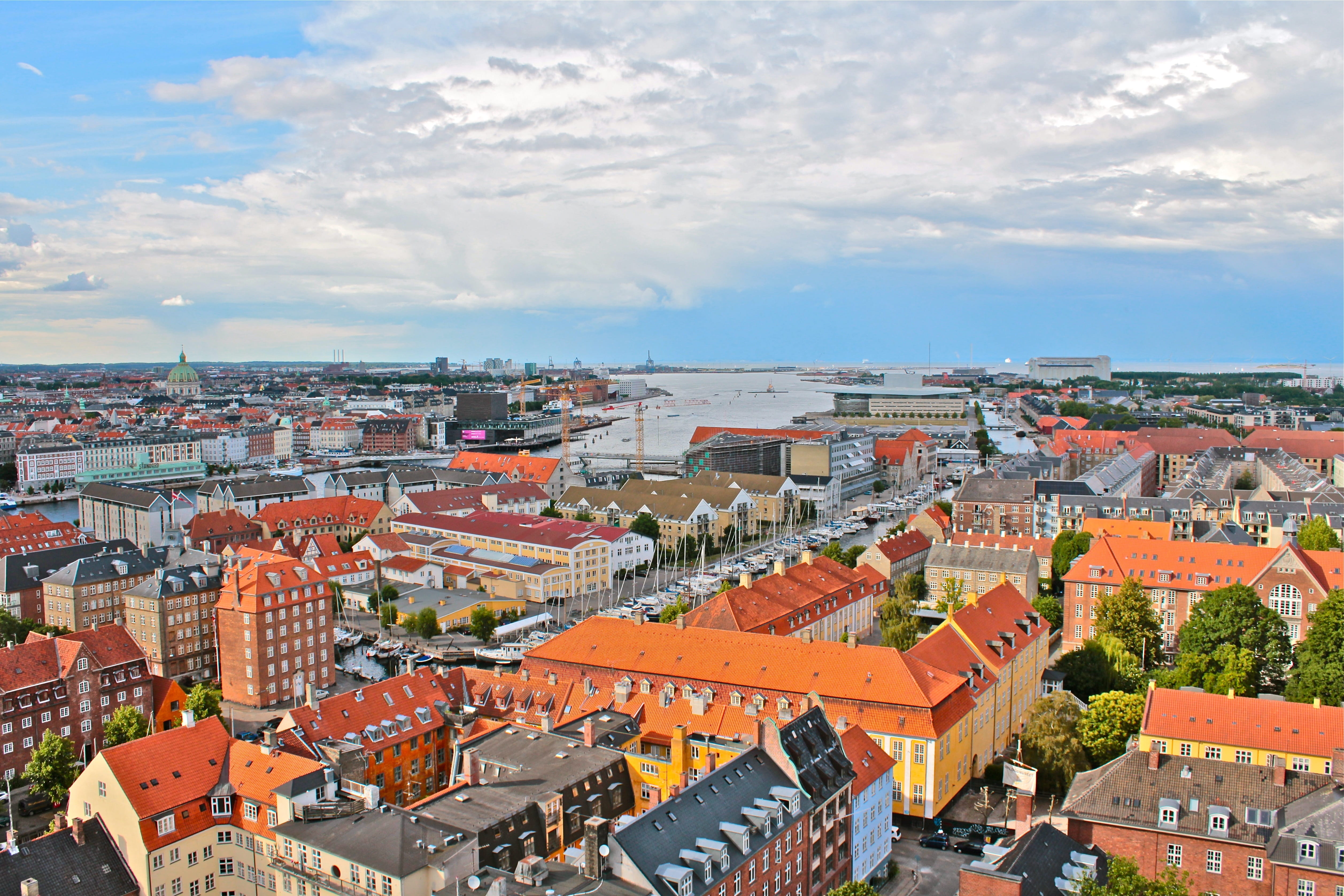 cloud - sky, no people, city, cityscape, high angle view, building exterior, outlook, architecture, vacations, copenhagen, boats, townscape, stone, live, HD Wallpaper