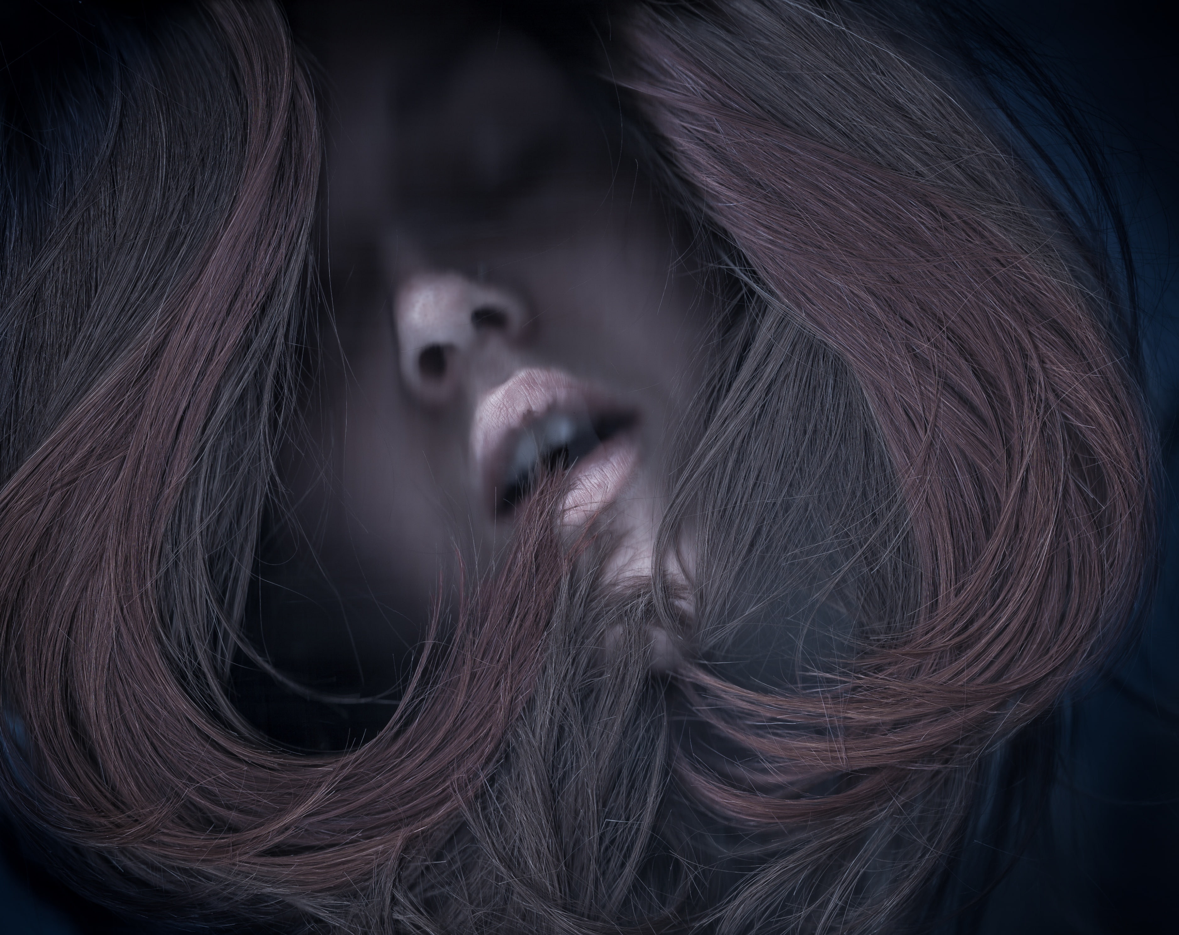 studio shot, one person, adult, scannerphoto, Woman, Face, 2K, Love, tangled hair, women, fear, Brunette, s, Hair, human hair, focus on foreground, indoors, HD Wallpaper