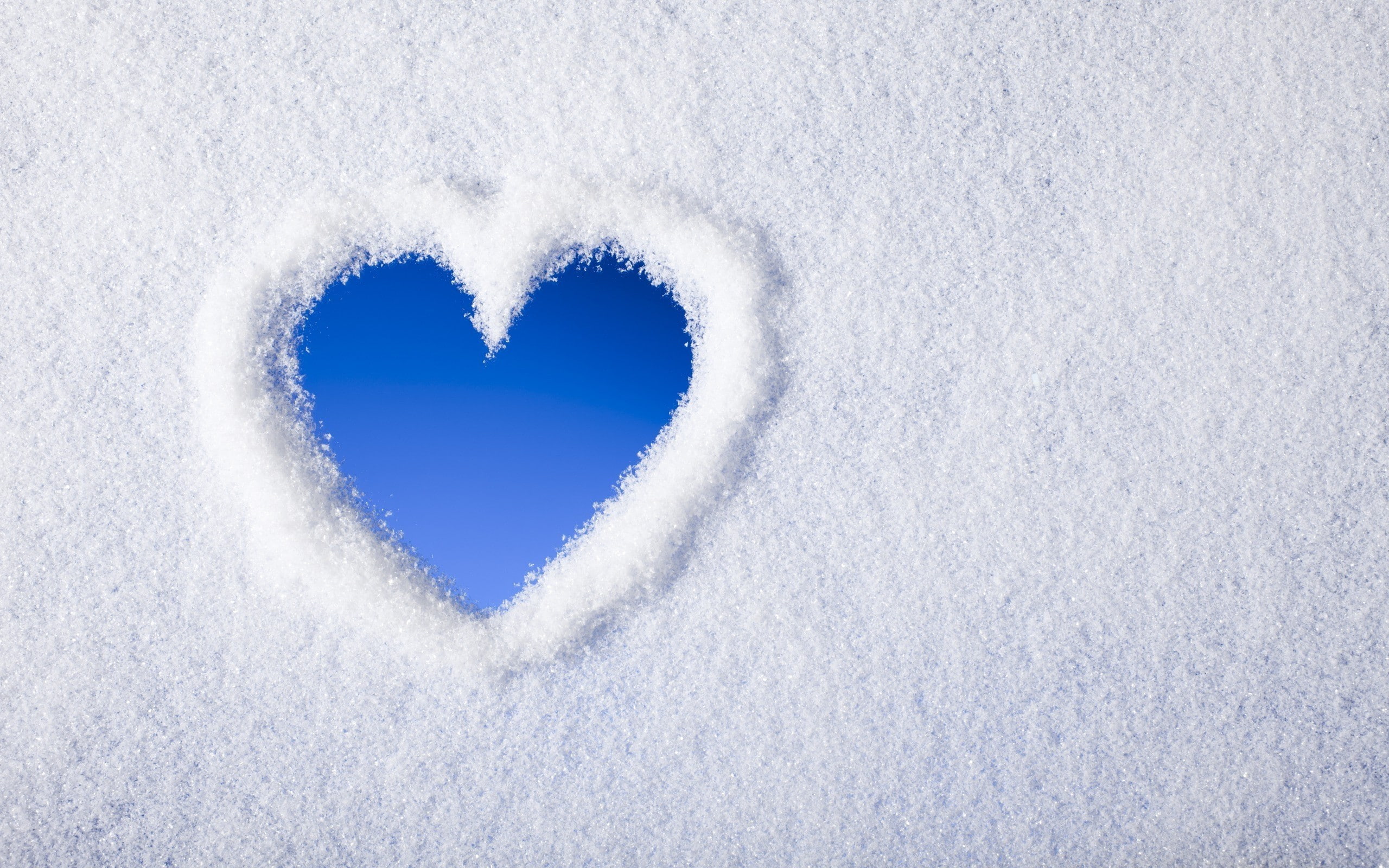 powder snow, no people, positive emotion, day, love, backgrounds, 2K, blue, Heart, cold temperature, ice, white color, nature, Snow, environment, frozen, HD Wallpaper