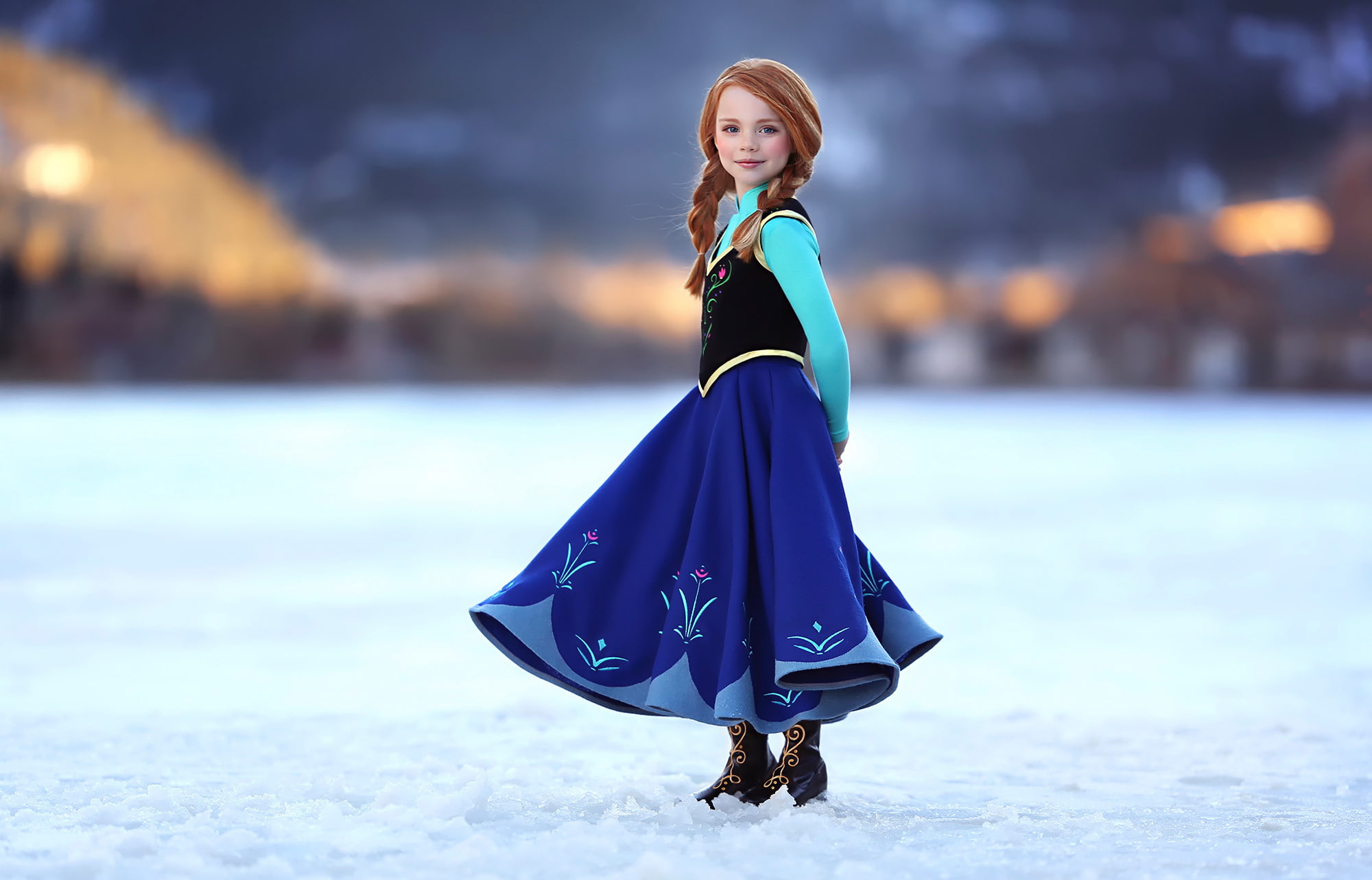 Little Princess, queen, costume, 1080P, redhead, s, disney, elsa, girl, smile, braids, HD Wallpaper