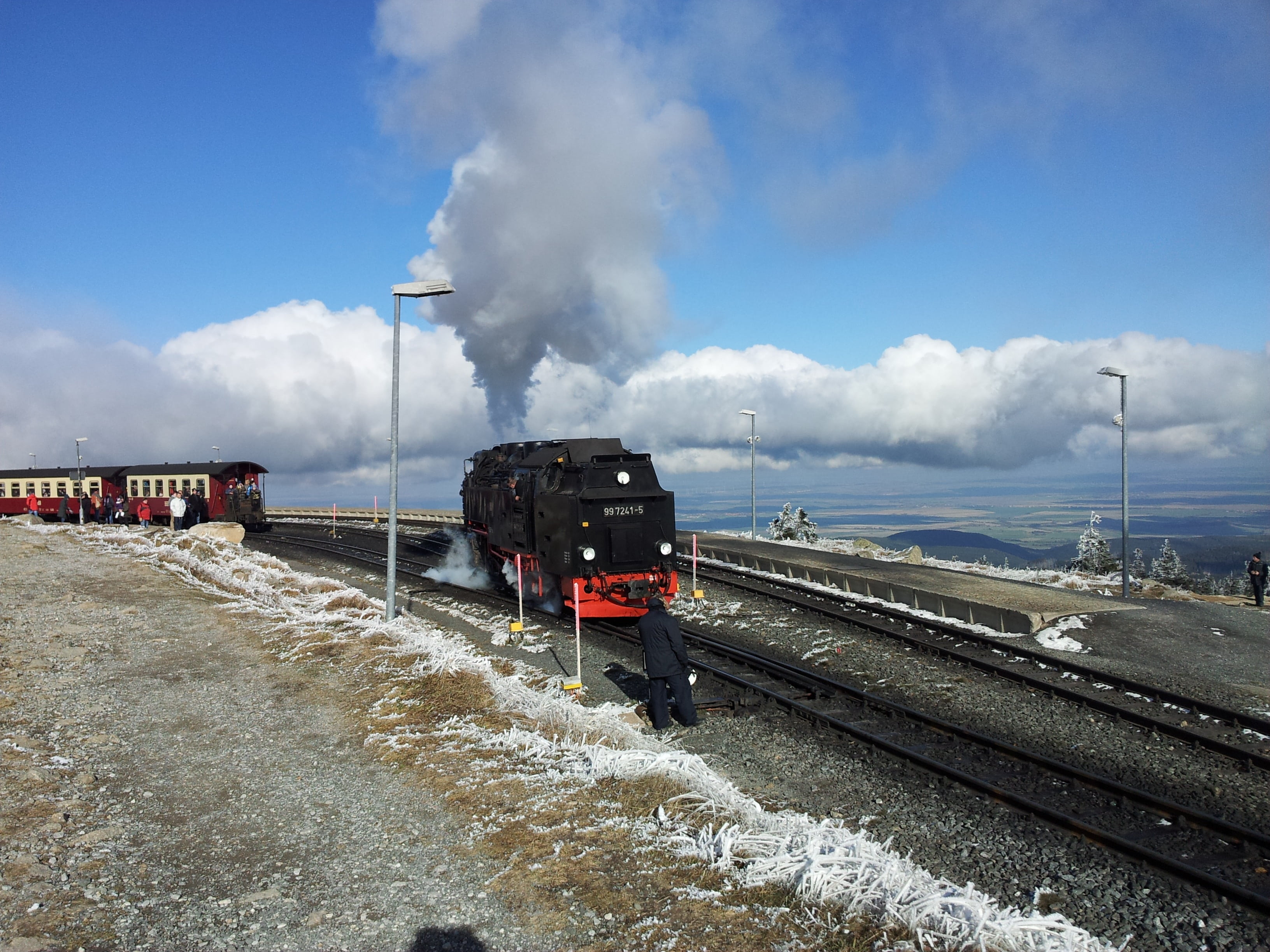 view, mode of Transport, train - vehicle, 2K, sky, resin, land vehicle, locomotive, smoke - physical structure, train, harzquerbahn, environment, track, HD Wallpaper