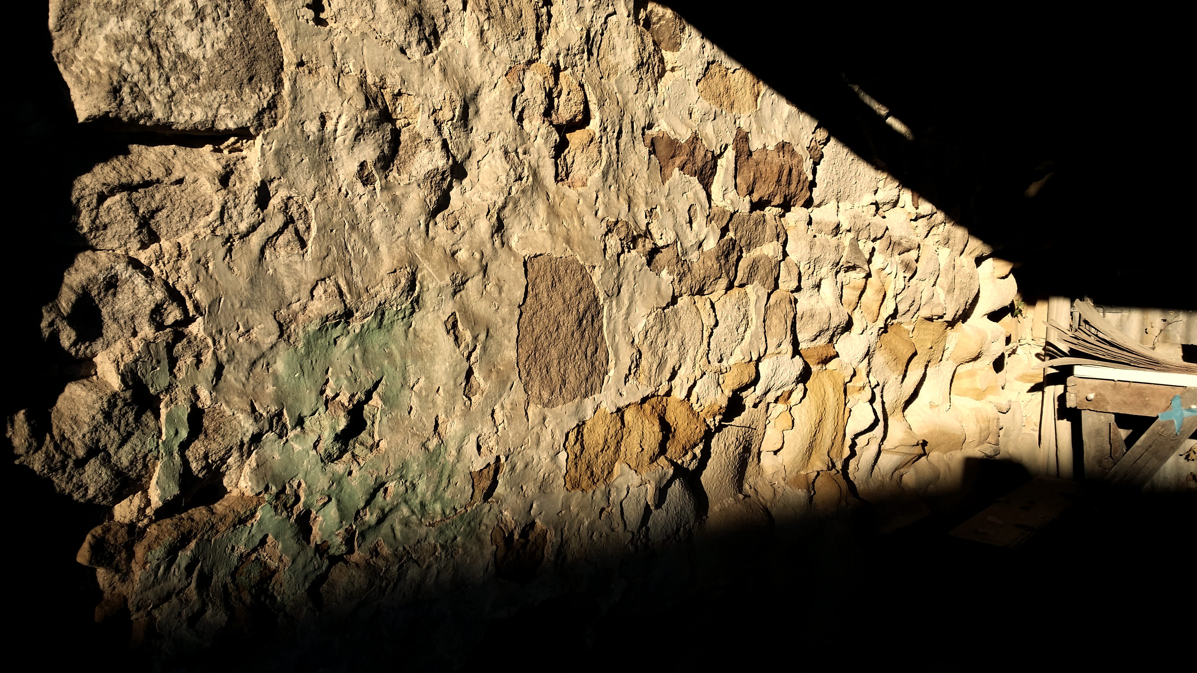 solid, close-up, wall, shadow, wood, crumbling, day, mottled, nature, heritage, rock - object, textured, old, shadows, architecture, brown, green, no people, HD Wallpaper