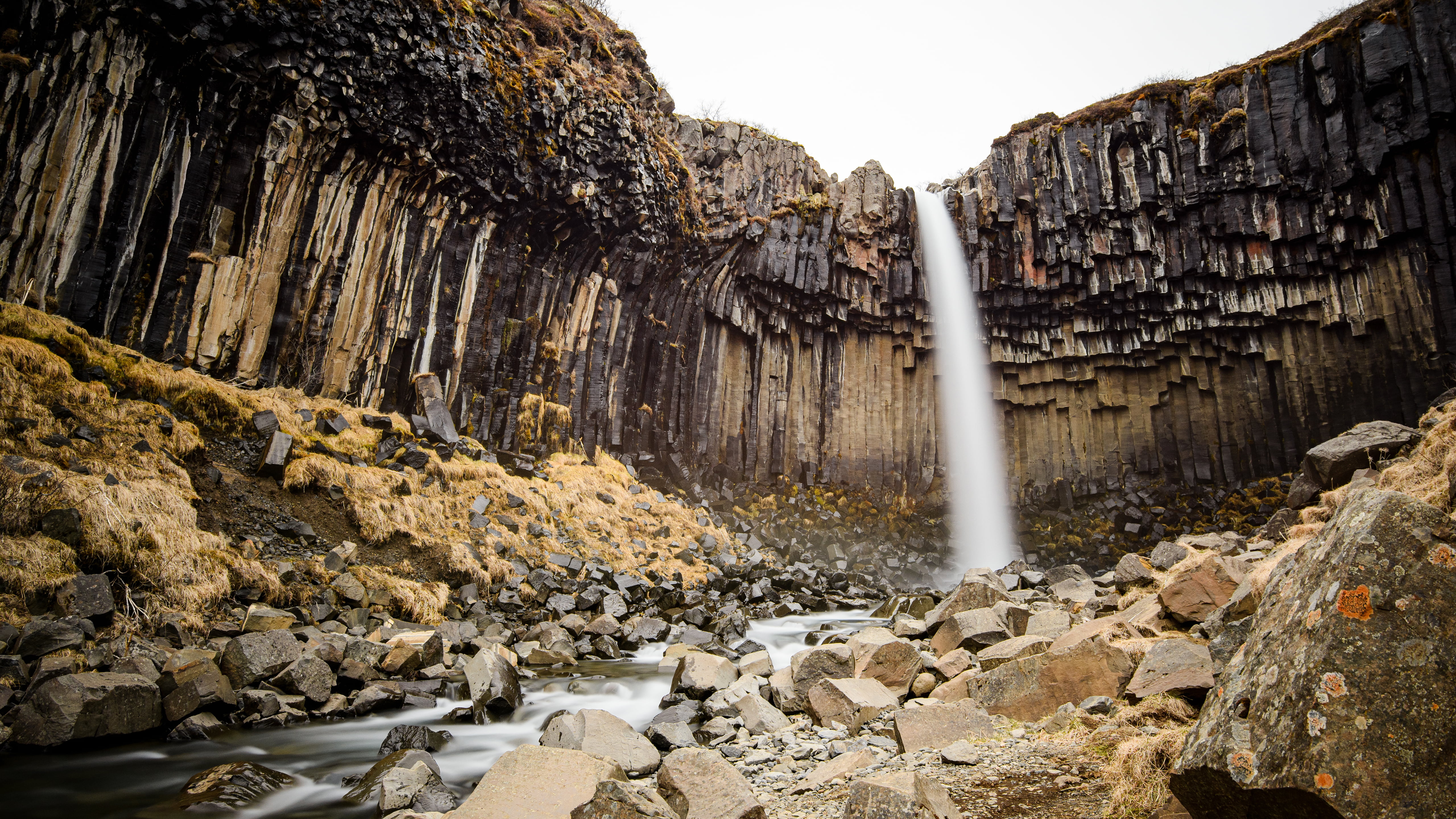 nordic landscapes, nature, 5K, long exposure, Iceland, photography, landscape, waterfall, Svartifoss Waterfall, HD Wallpaper