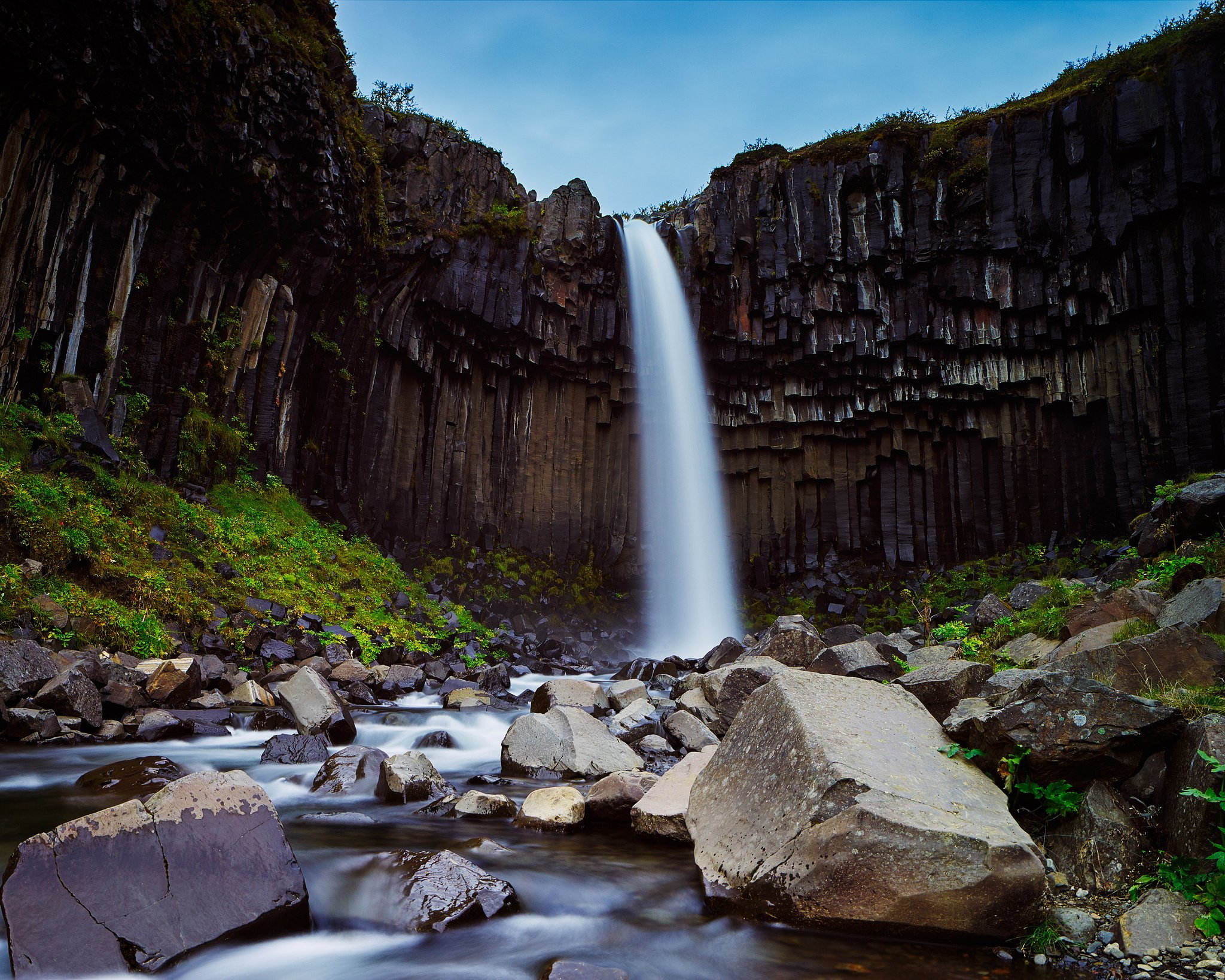 river, waterfall, svartifoss, iceland, black, 1080P, HD Wallpaper