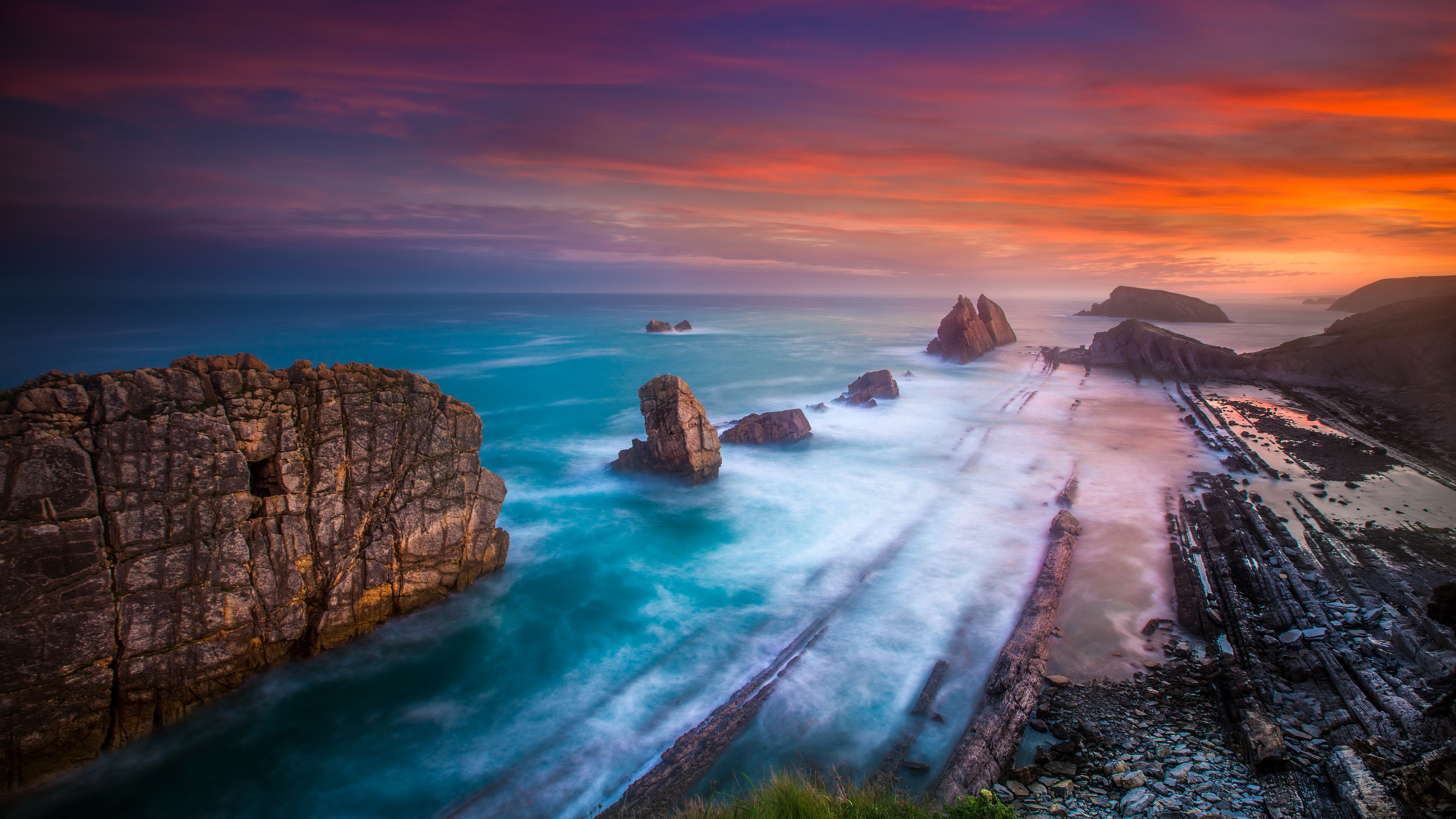 scenics - nature, horizon, top nature scenery pics 5634x3169, no people, rock, motion, cloud - sky, horizon over water, beauty in nature, sky, land, nature, HD Wallpaper