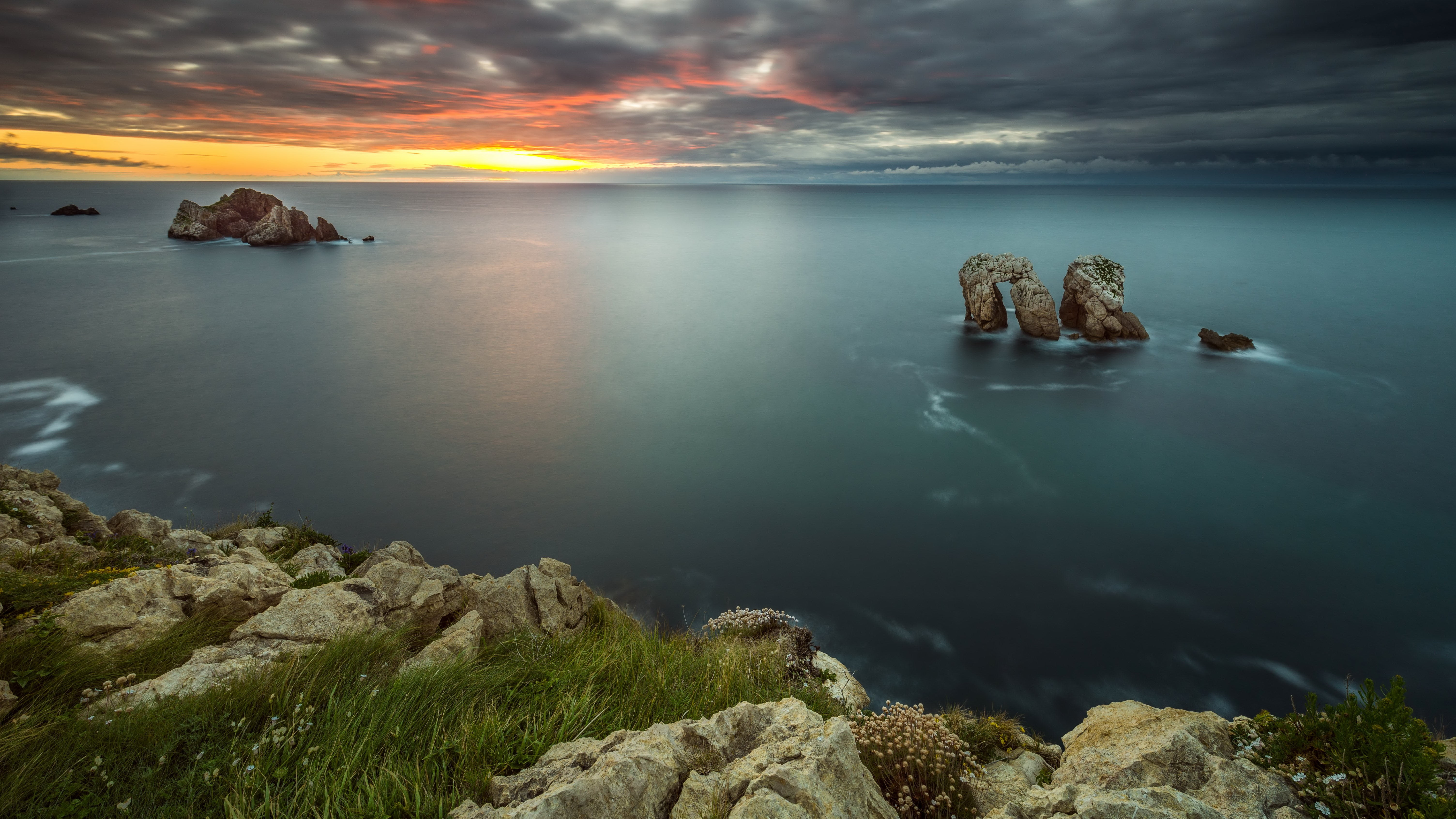 tranquility, nature, top nature scenery pics 6016x3384, horizon, non-urban scene, 5K, solid, sea, rock - object, scenics - nature, sky, tranquil scene, HD Wallpaper