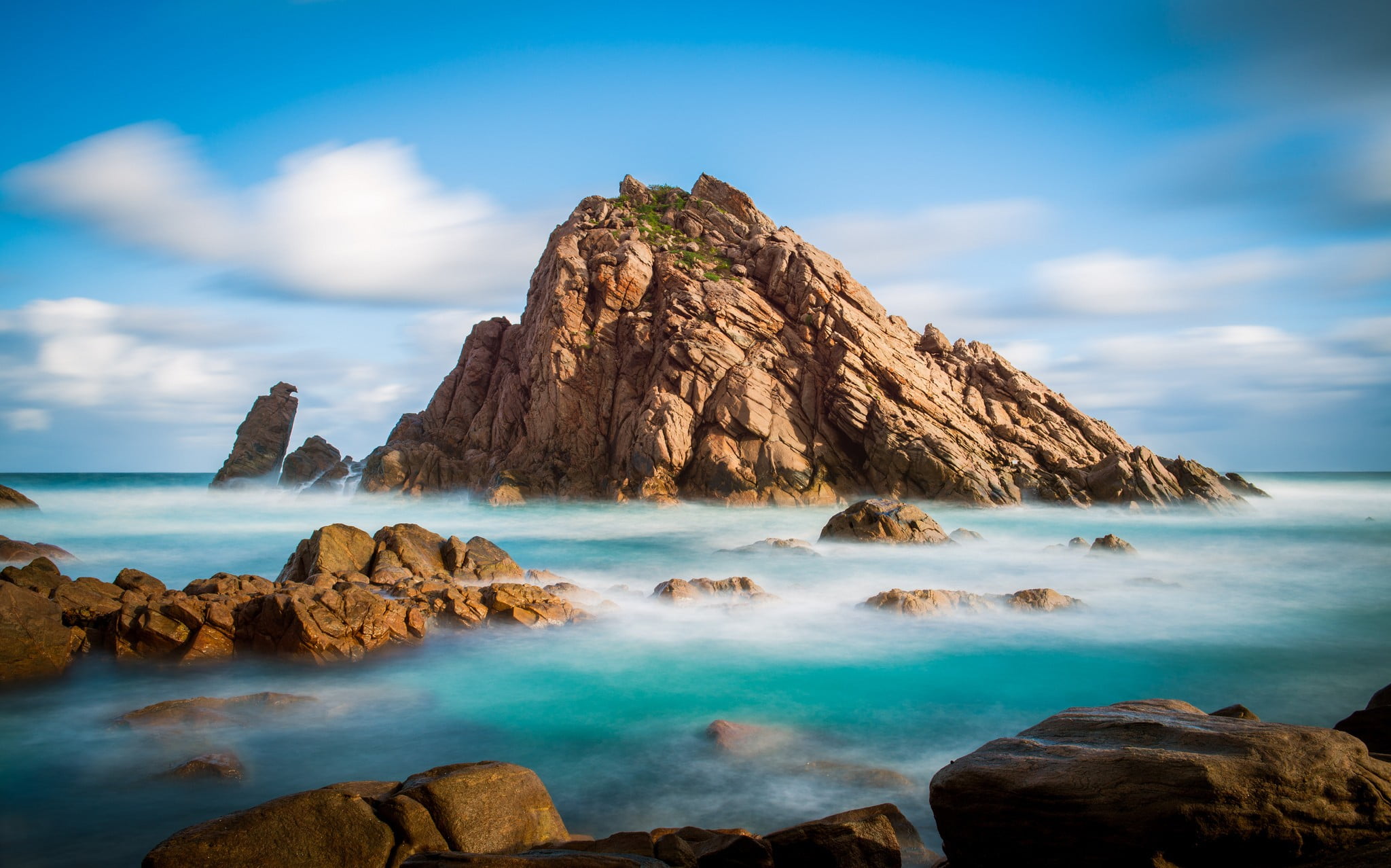 eroded, rock - object, brown, horizon over water, solid, nature, land, tranquil scene, rocky coastline, outdoors, no people, water, scenics - nature, rock formation, HD Wallpaper