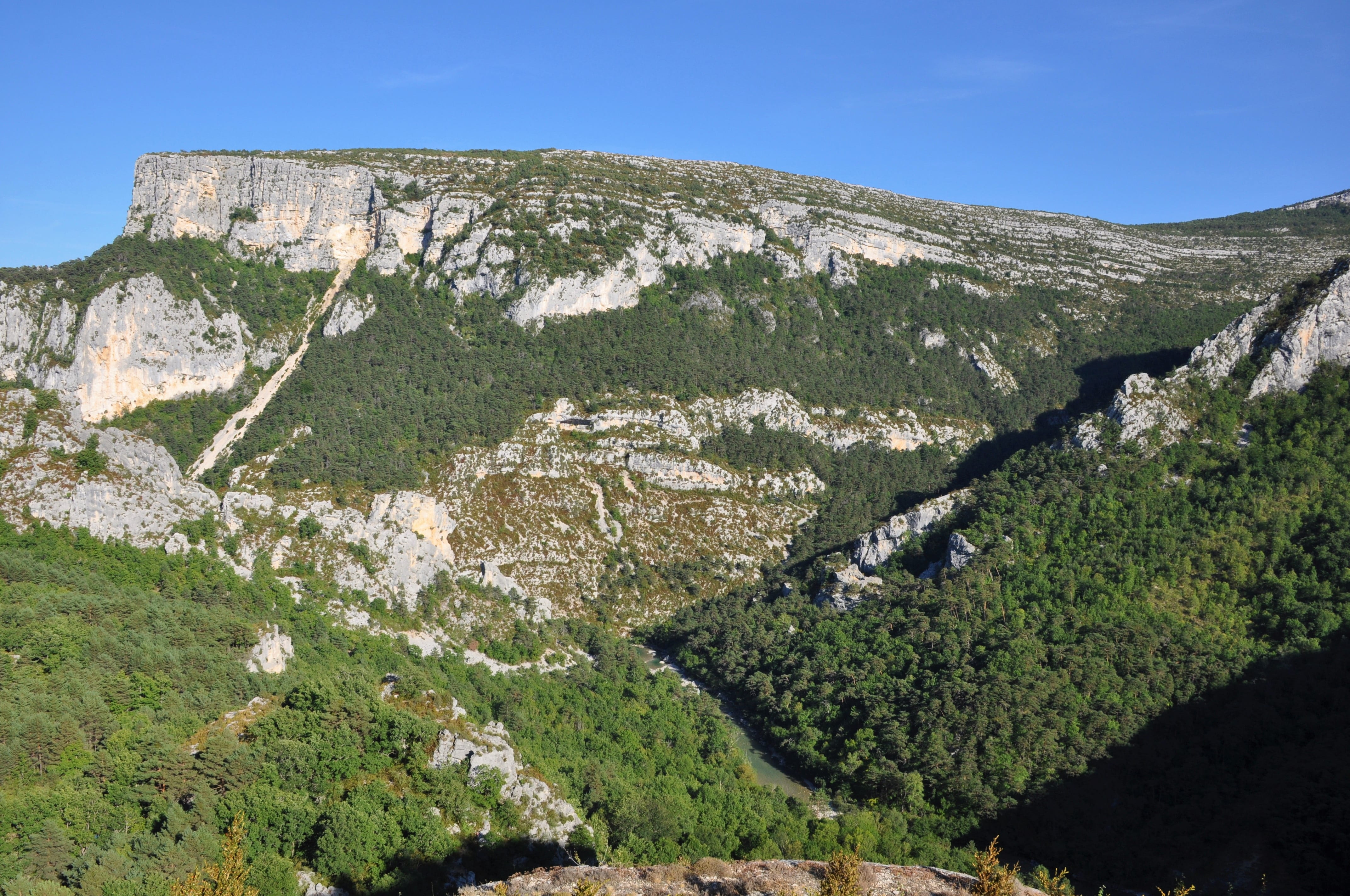 south of france, day, travel destinations, landscape, green, beauty in nature, rock, ride, land, summer, non-urban scene, mountain range, gorges du verdon, HD Wallpaper