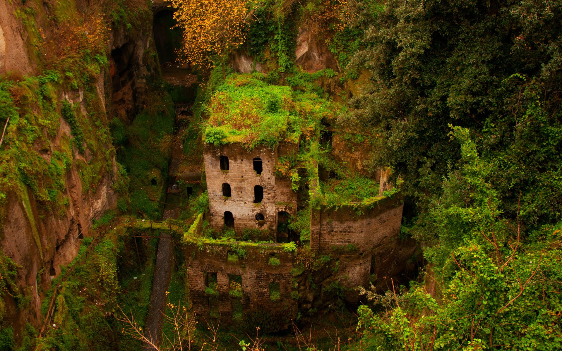 House, 1080P, Sorrento, Ruins, Building, Green, Gorge, HD Wallpaper