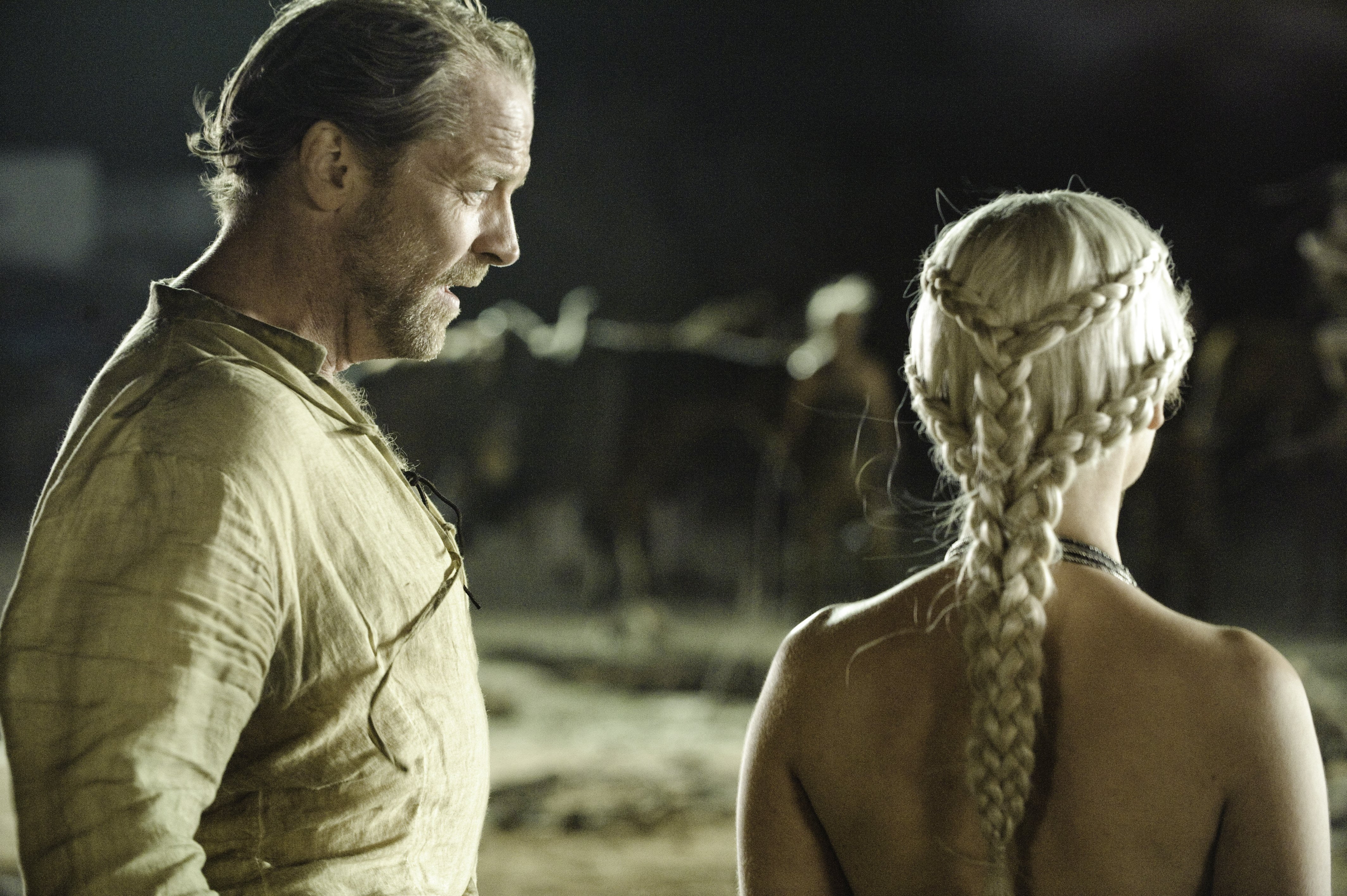 Jorah Mormont, Emilia Clarke, Daenerys Targaryen, TV Show, 4K, Iain Glen, Game Of Thrones, HD Wallpaper