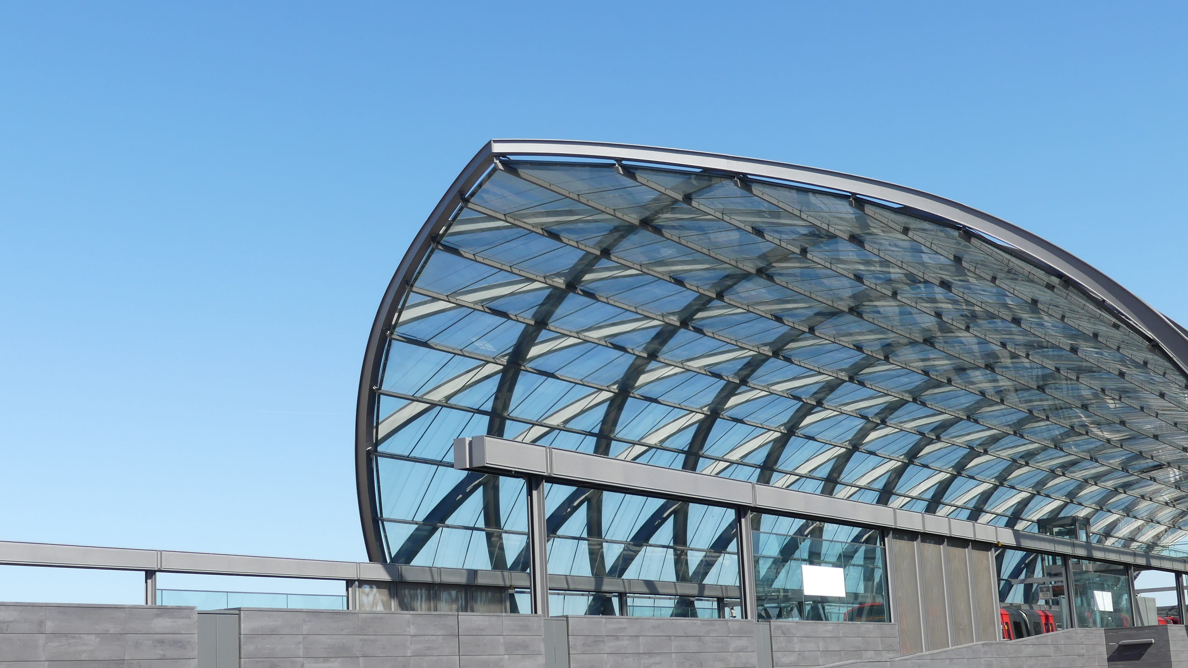 futuristic, distinctive, glass - material, ceiling, city, design, travel destinations, low angle view, glass, metal, 4K, shape, building exterior, nature, HD Wallpaper