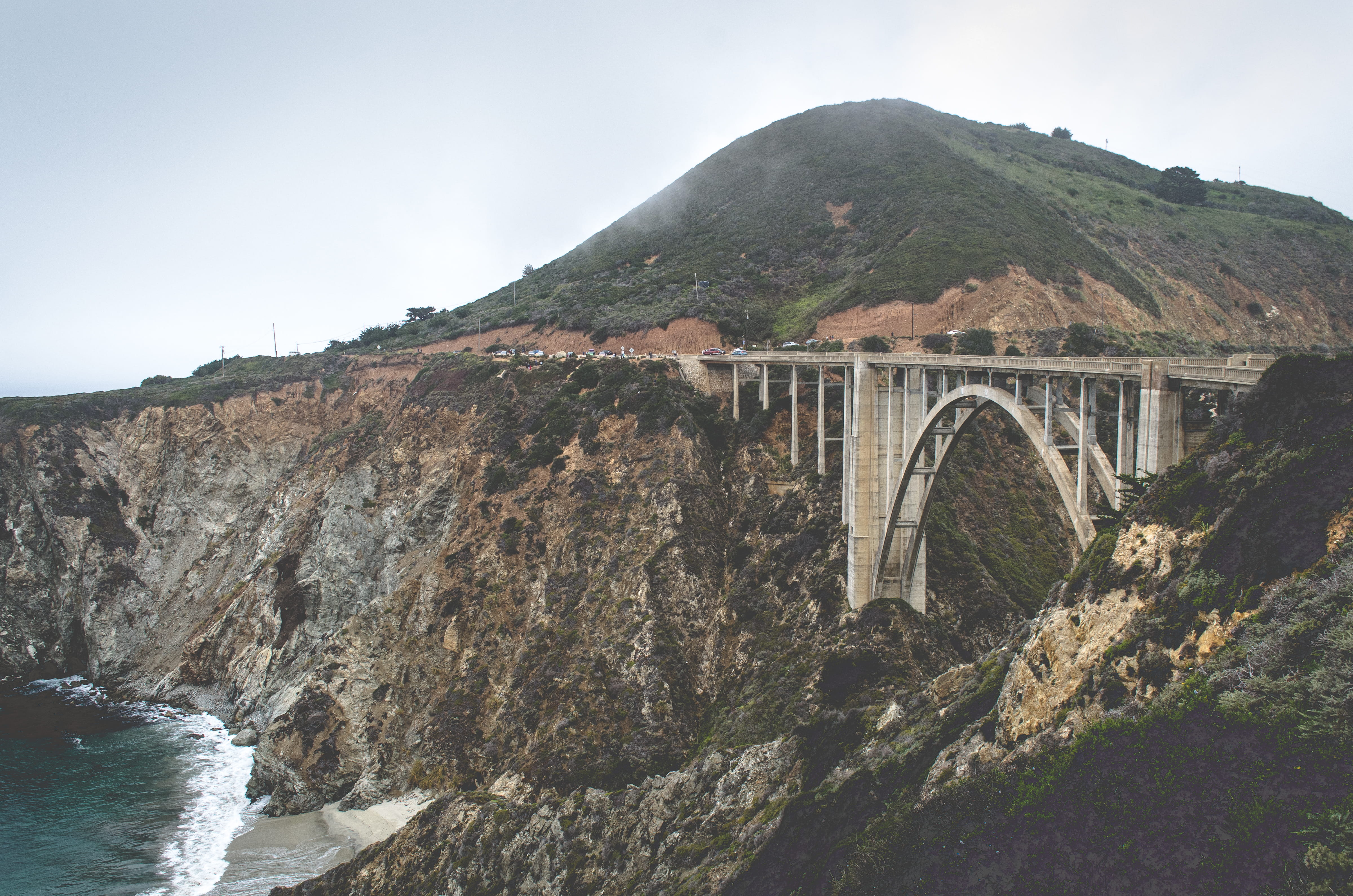uSA, river, day, black, bridge, daytime, architecture, 4K, connection, pacific Coast Highway, sea, built structure, landscape, road, nature, california, HD Wallpaper
