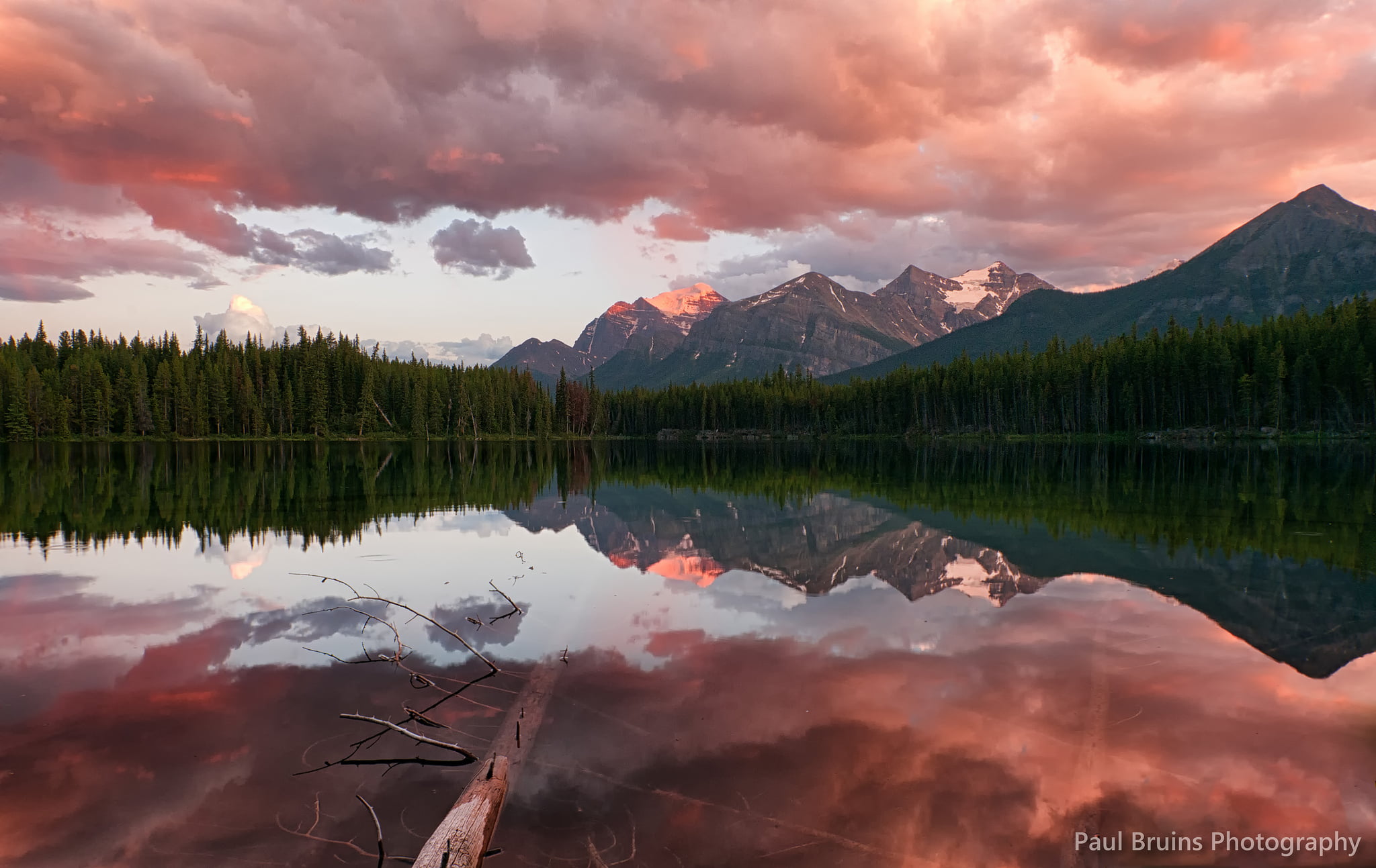 coniferous forest, nature, the sky, Herbert Lake, beauty in nature, sky, reflection lake, scenics - nature, tranquility, 1080P, mountain, no people, Canada, HD Wallpaper