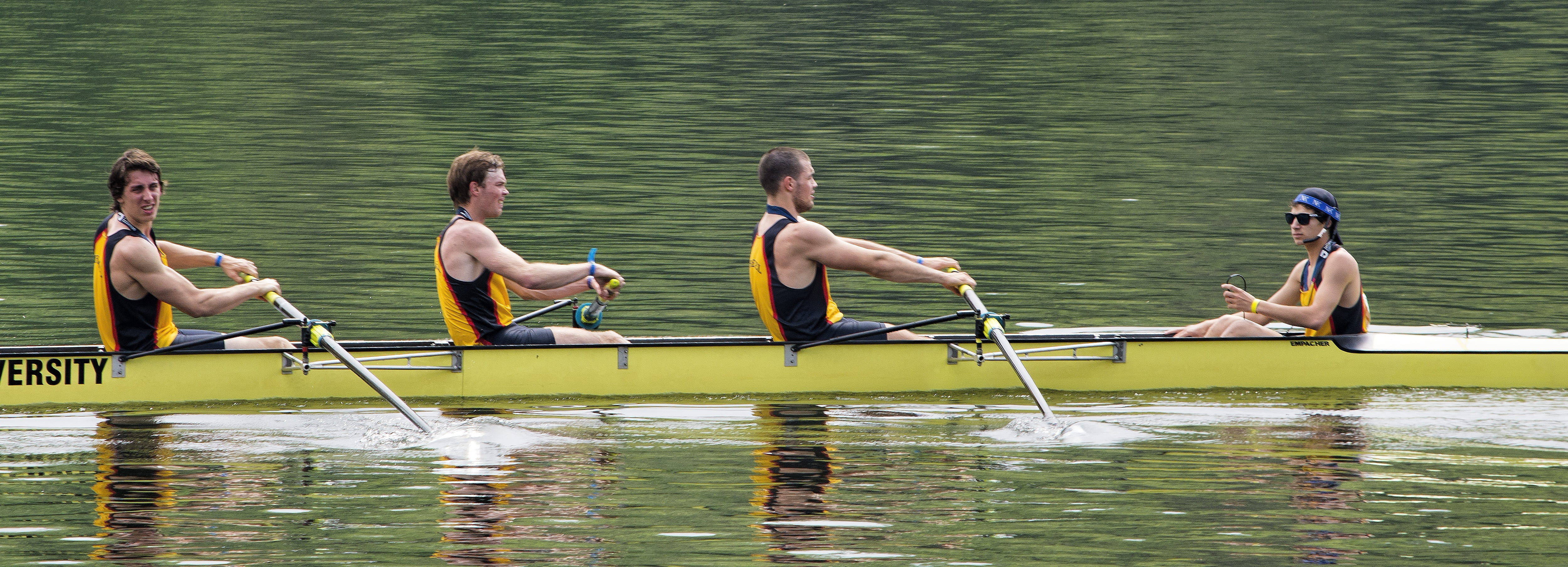 workout, boat, day, yellow, togetherness, exercise, teamwork, canoe, activity, group of people, fitness, riding, oar, four, people, young adult, adult, HD Wallpaper