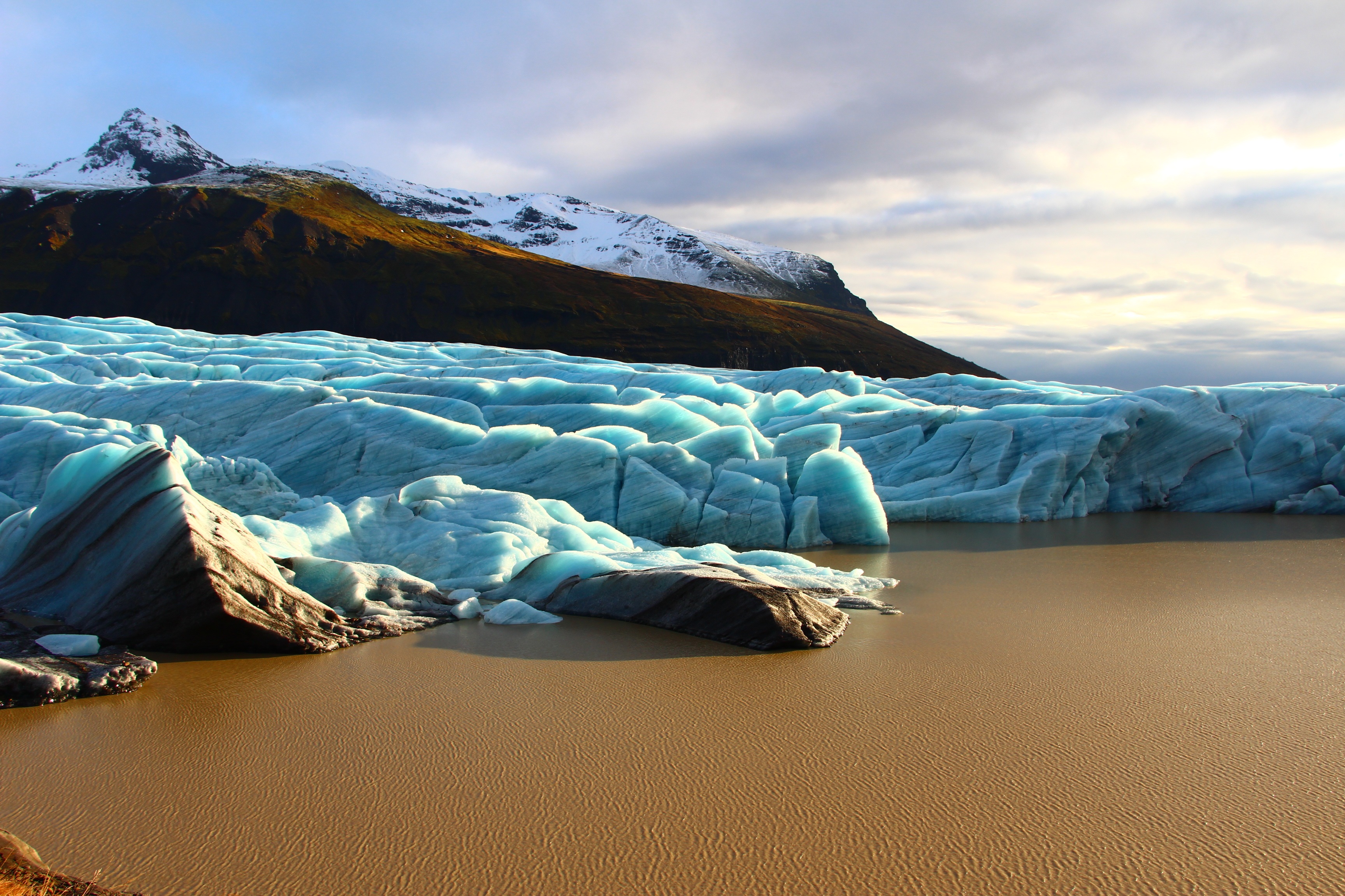melting, sky, winter, 2K, cold, svinafellsjokull, blue ice, cloud - sky, no people, angle, scenics - nature, daytime, nature, beauty in nature, snowcapped mountain, HD Wallpaper