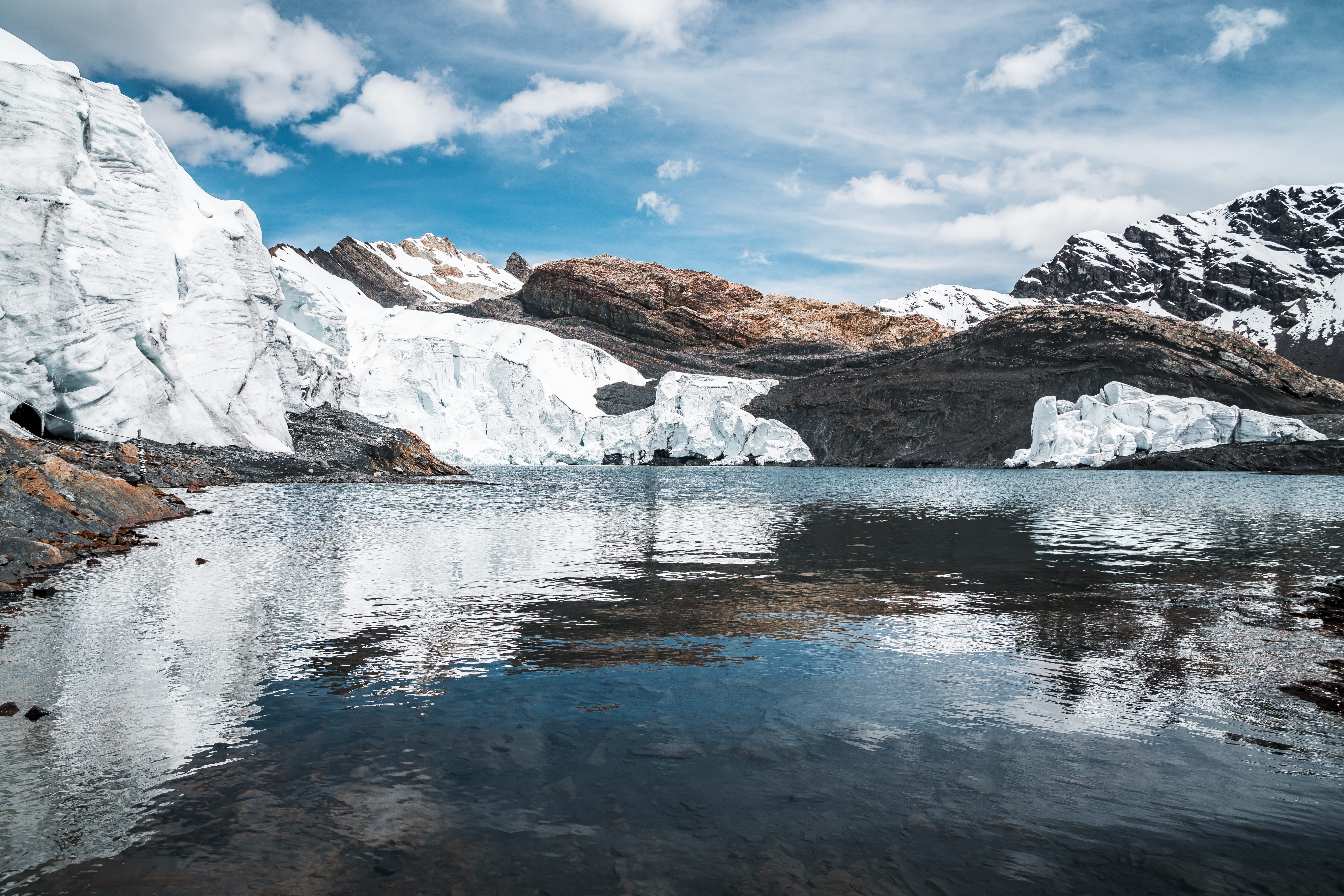 covered, nature, pastoruri glacier, summit, background, sea, floating on water, landscape, glacial, ripple, melting, 5K, beauty in nature, no people, cold, HD Wallpaper