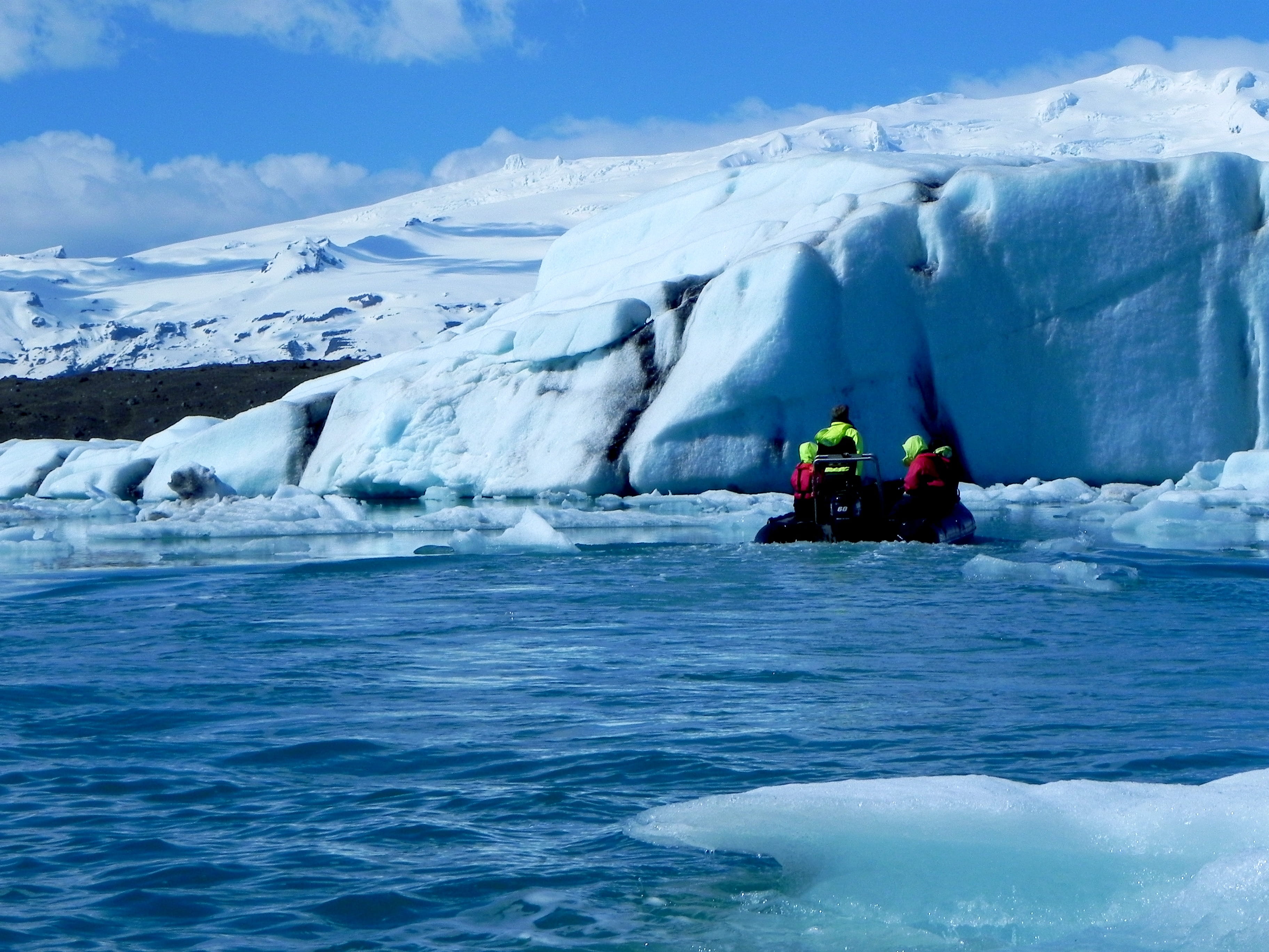 iceberg - ice formation, environment, glacier lagoon, waterfront, sea, blue, Glacier, water, black, iceberg, cold temperature, ice, scenics - nature, body, HD Wallpaper