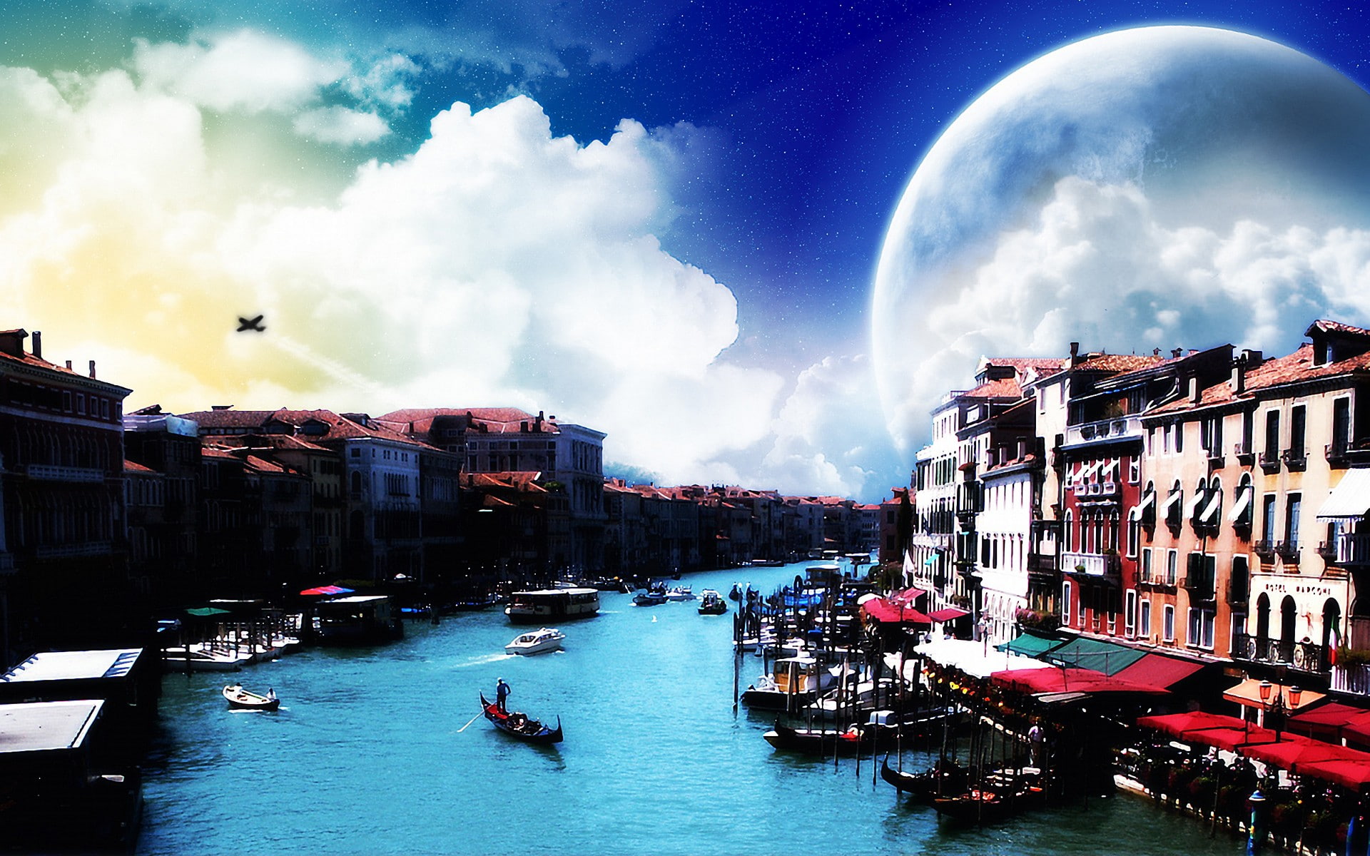 arial, creative, photo, graphics, streets, 1080P, lake, creative and graphics, venice, hd, HD Wallpaper